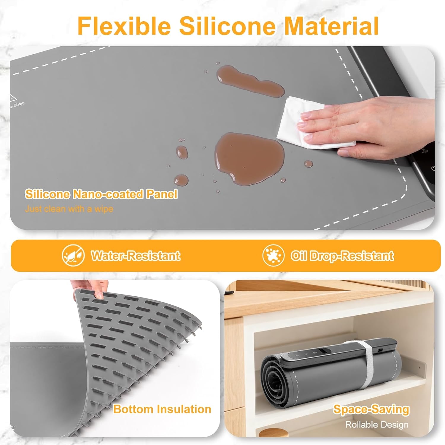 Detalle de Ntoaujao ZC-680 Food Warming Mat, 42 x 15-Inch Silicone, 6 Heat Settings