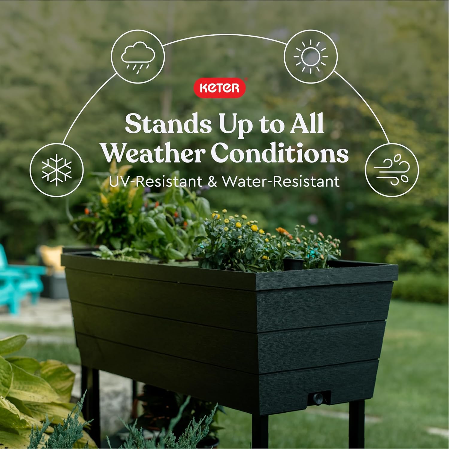 Detalle de Keter Urban Bloomer 12.7 Gallon Raised Garden Bed with Self-Watering Gauge