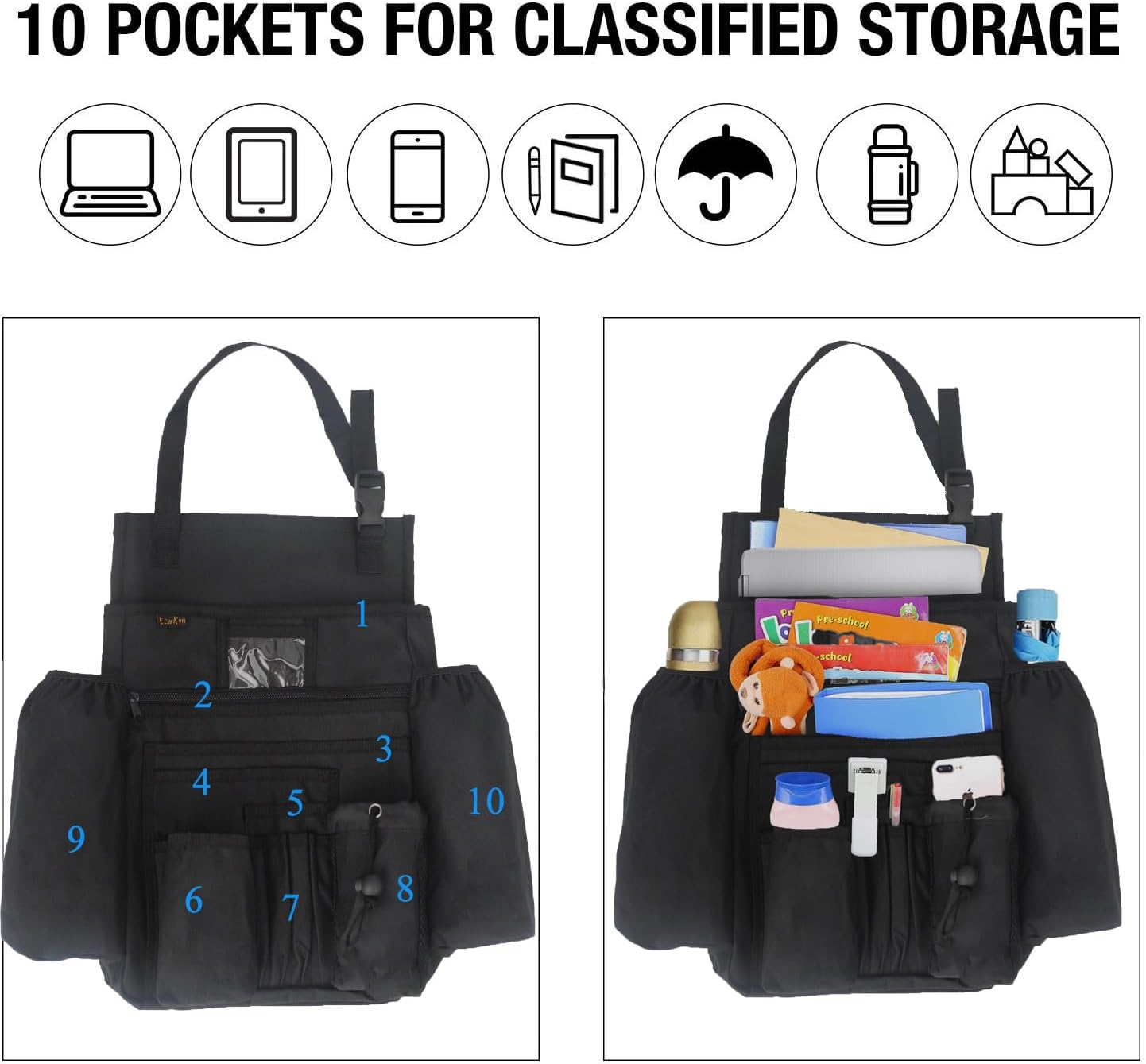 Detalle 1 de ECWKVN Car Front Seat Organizer 10-pocket