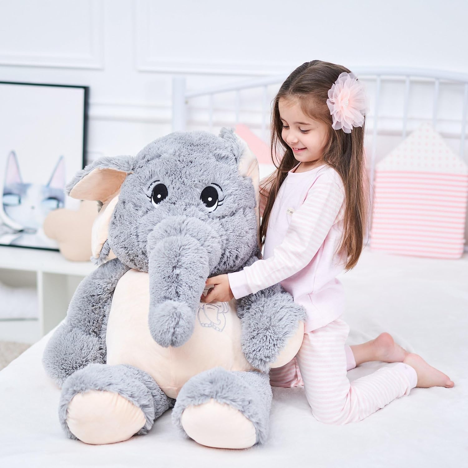 Thumbnail 2 de IKASA Giant Elephant Plush Toy (Grey, 100cm) – Big, Soft and Lovingly Durable