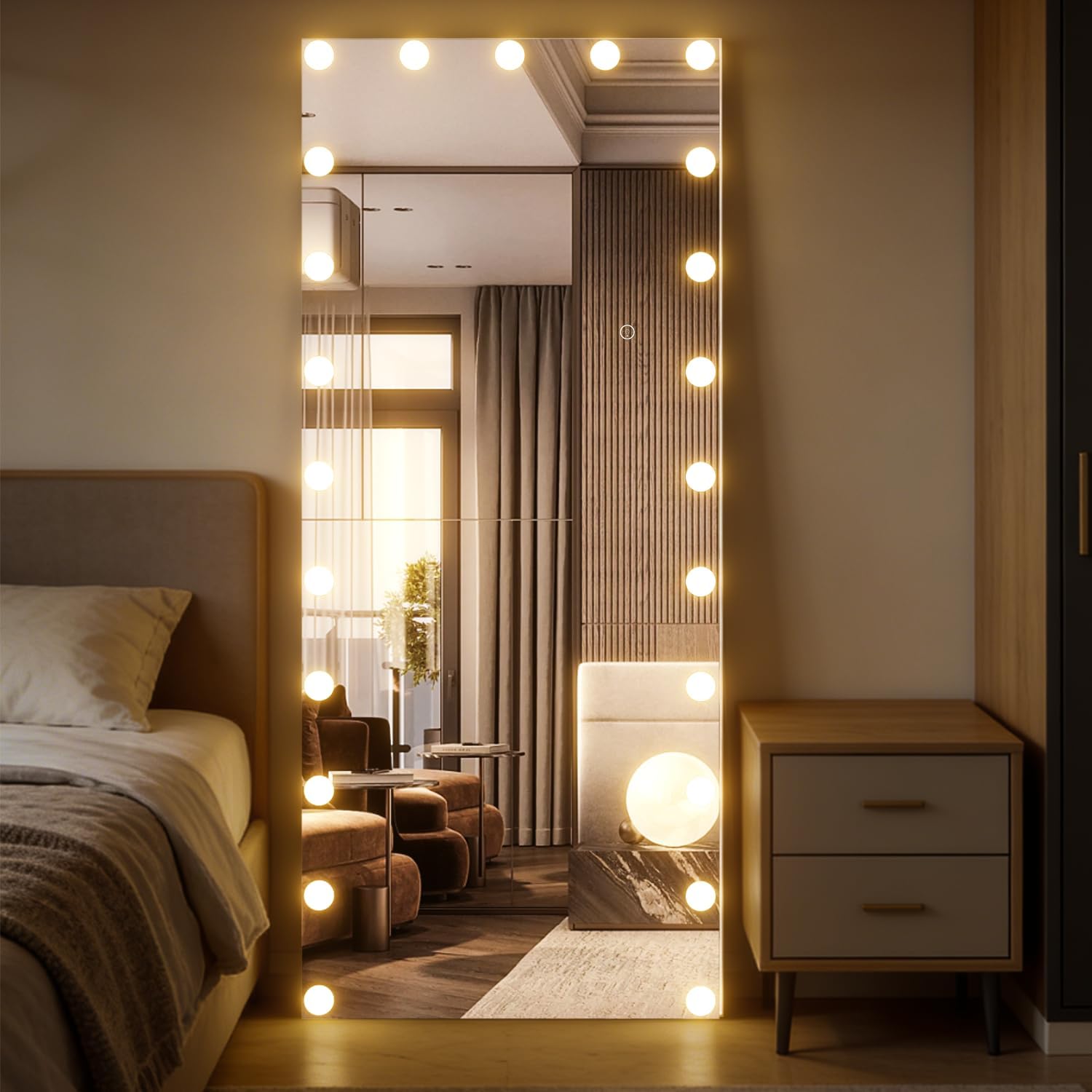 Detalle 2 de CASSILANDO Hollywood-spiegel 165 x 60 cm met ledverlichting en 3 lichtkleuren