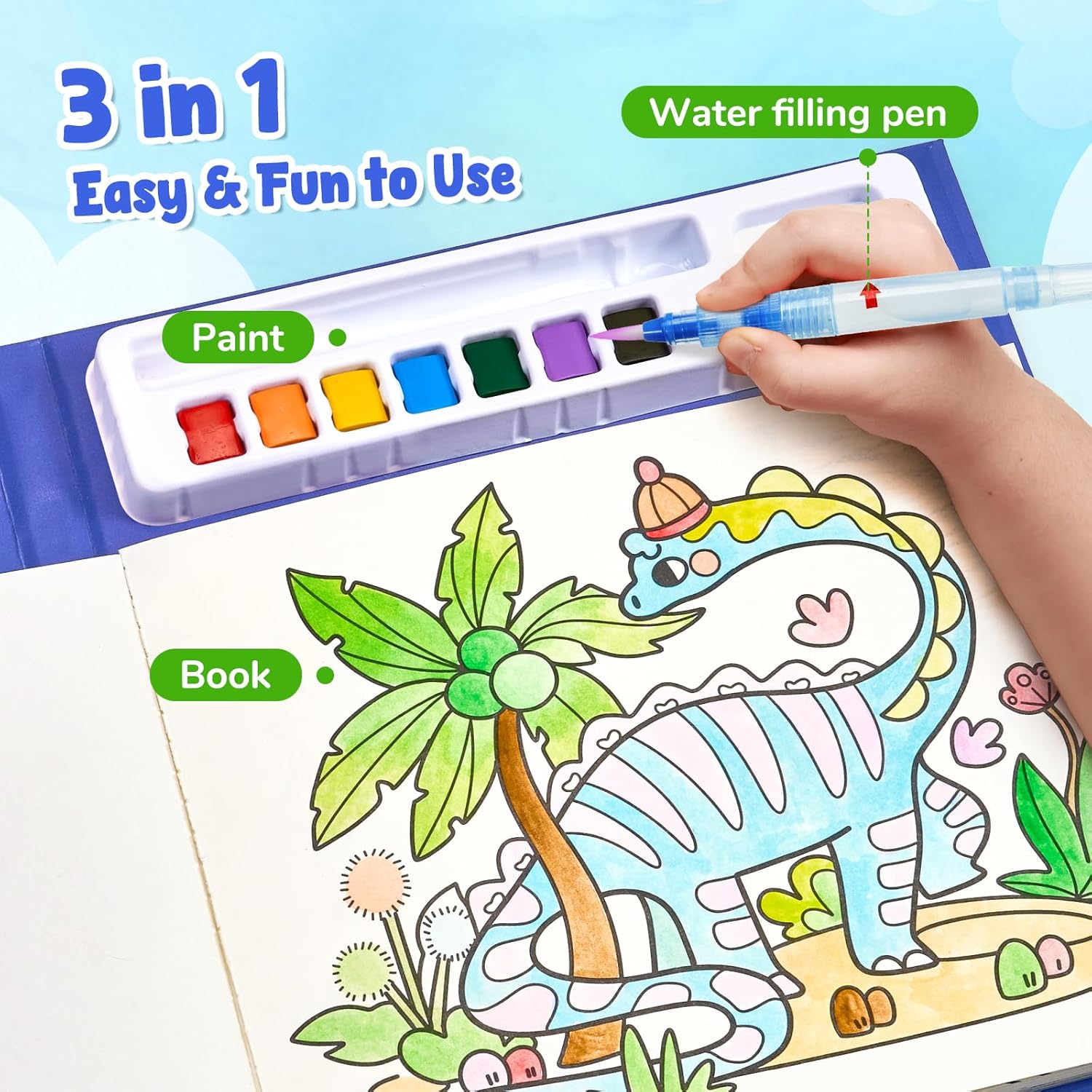 Thumbnail 2 de JoyCat Paint with Water Coloring Books – Dinosaurs (Ages 4–8)