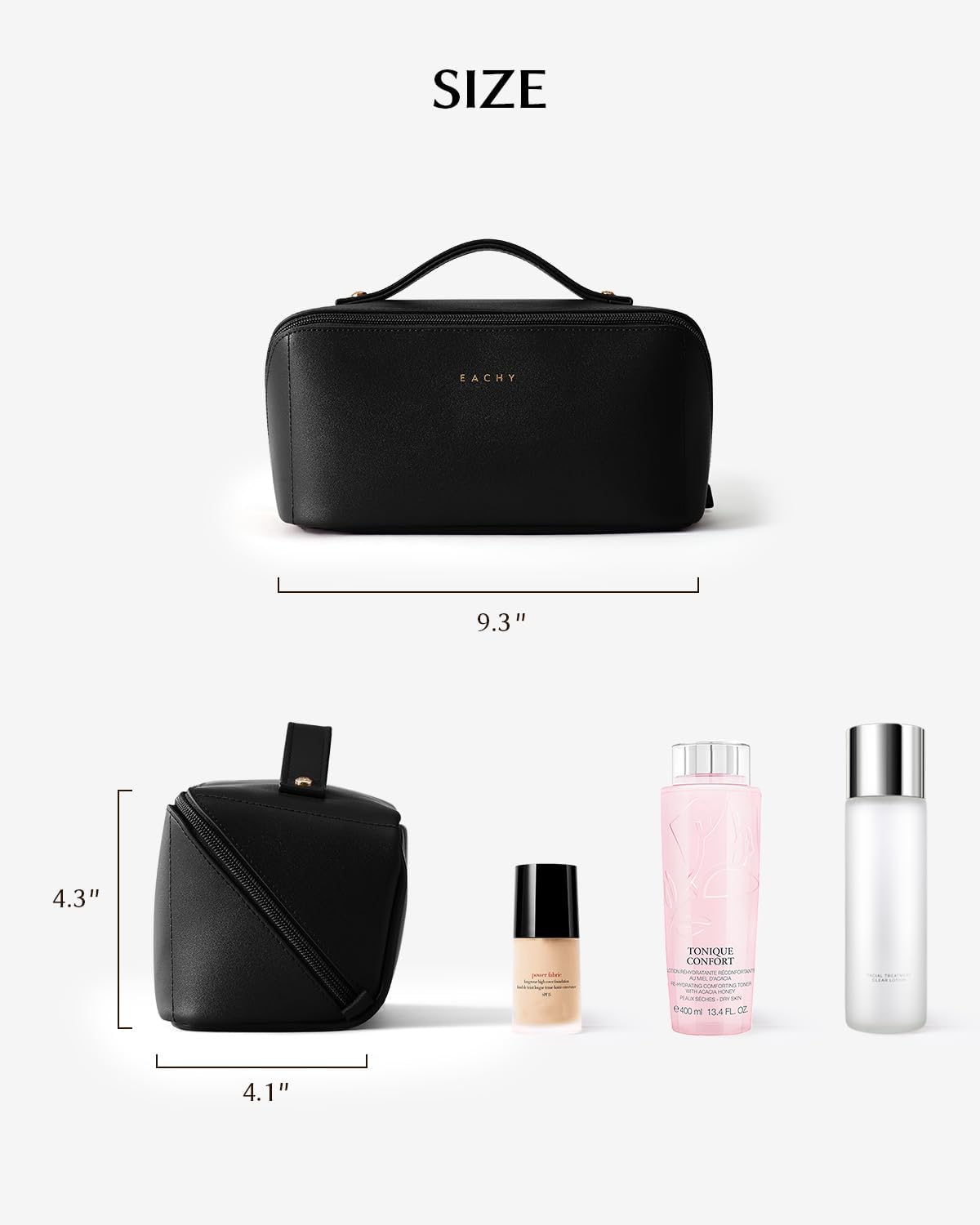 Thumbnail 5 de EACHY Travel Makeup Bag, Large Capacity Cosmetic Bag with Flat Open Design