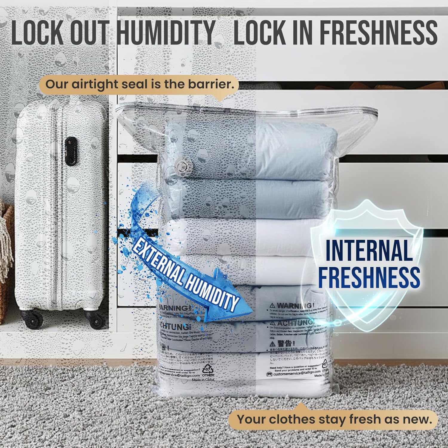 Thumbnail 6 de TAILI 6 Pack Vacuum Storage Bags Jumbo Cube 31x40x15"