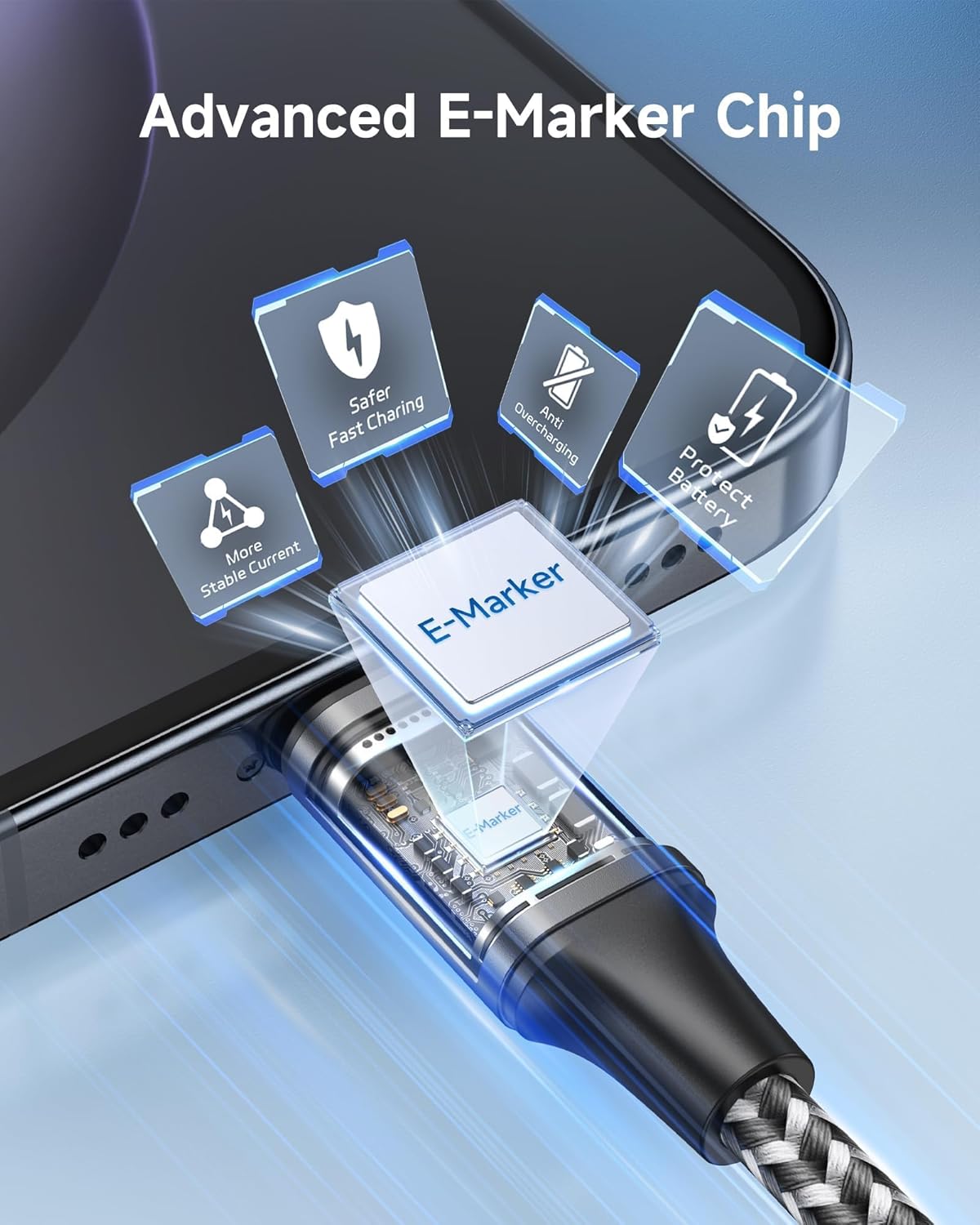 Detalle de RAVIAD USB-C charger cable 0.3m 100W