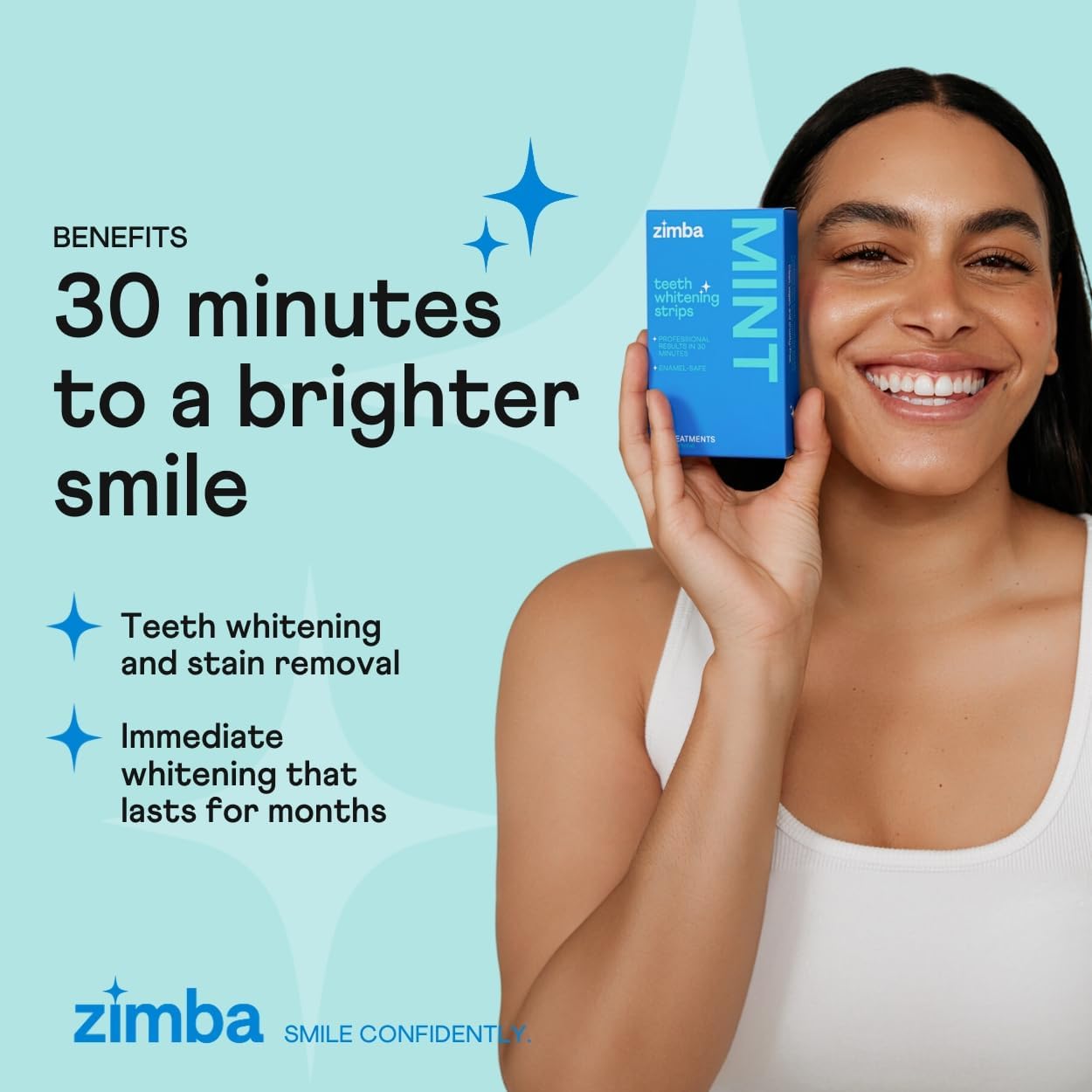 Detalle 2 de Zimba Peppermint Teeth Whitening Strips 14-Day 🦷