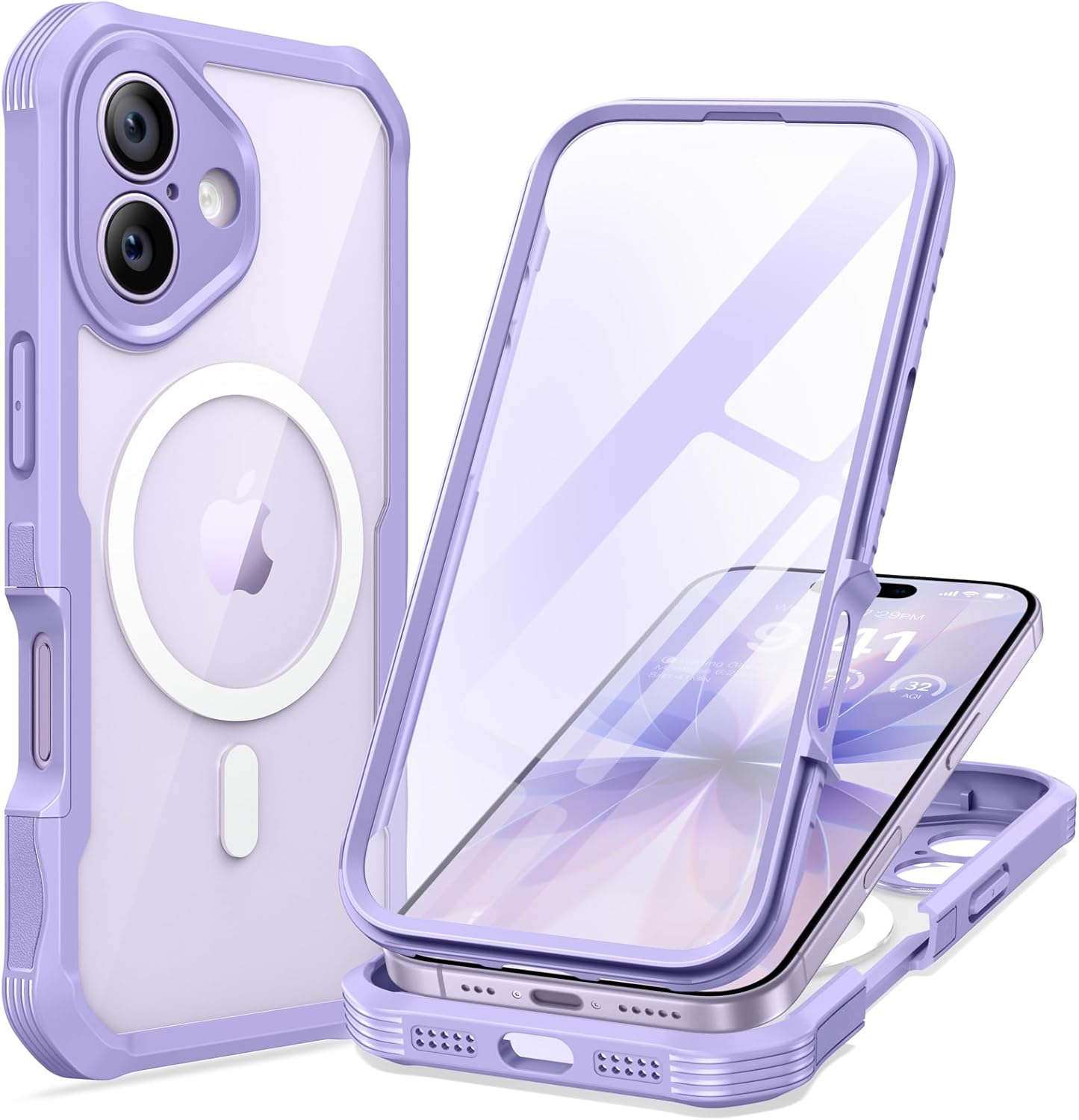 Detalle de seacosmo Magnetic Case for iPhone 17 (6.3-Inch) with Built-in 9H Tempered Glass Screen Protector and Camera Protection