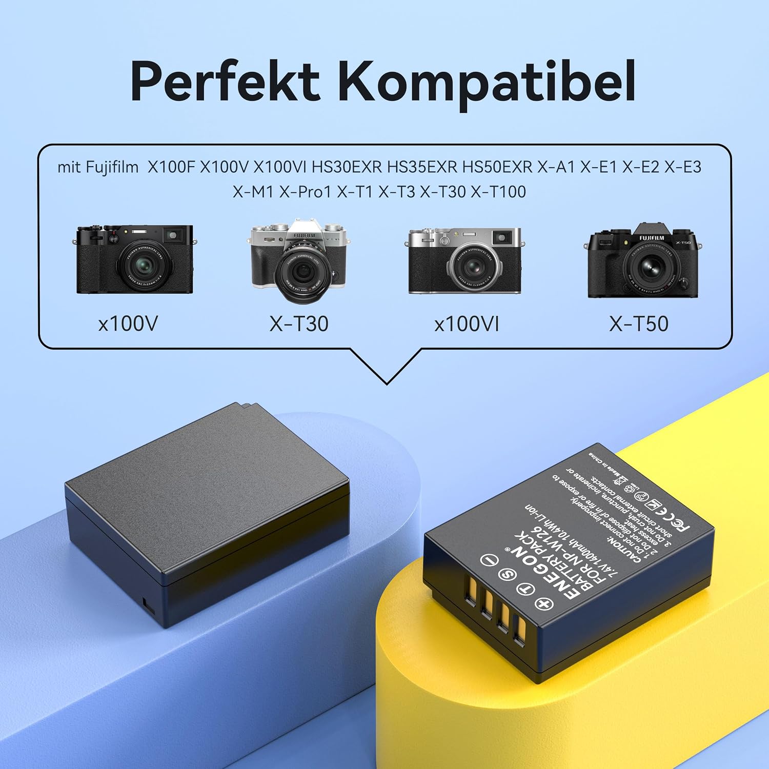 Detalle 2 de ENEGON NP-W126S Akku 1400mAh