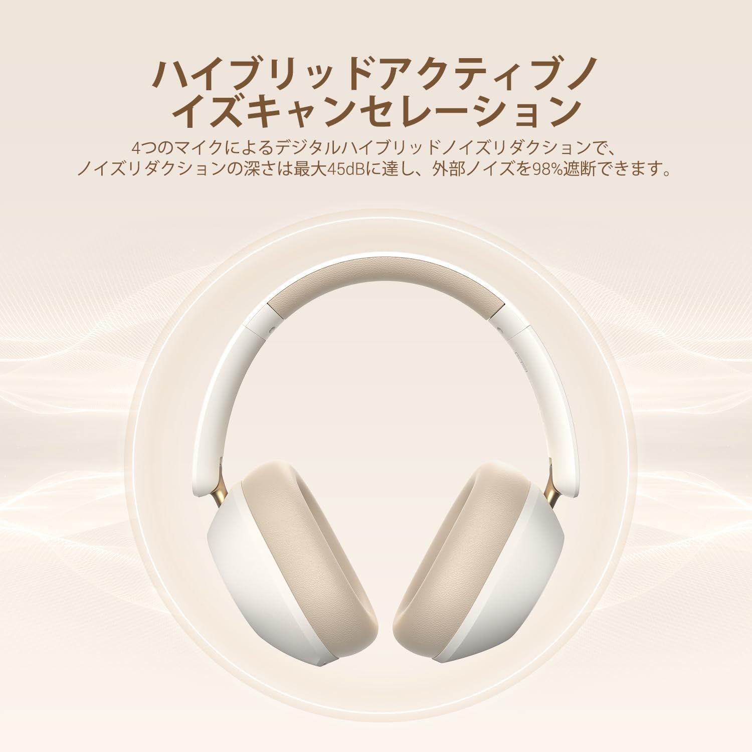 Detalle de OneOdio A5 ワイヤレスヘッドホン LDAC・ノイズキャンセリング・最大75時間再生 ホワイト