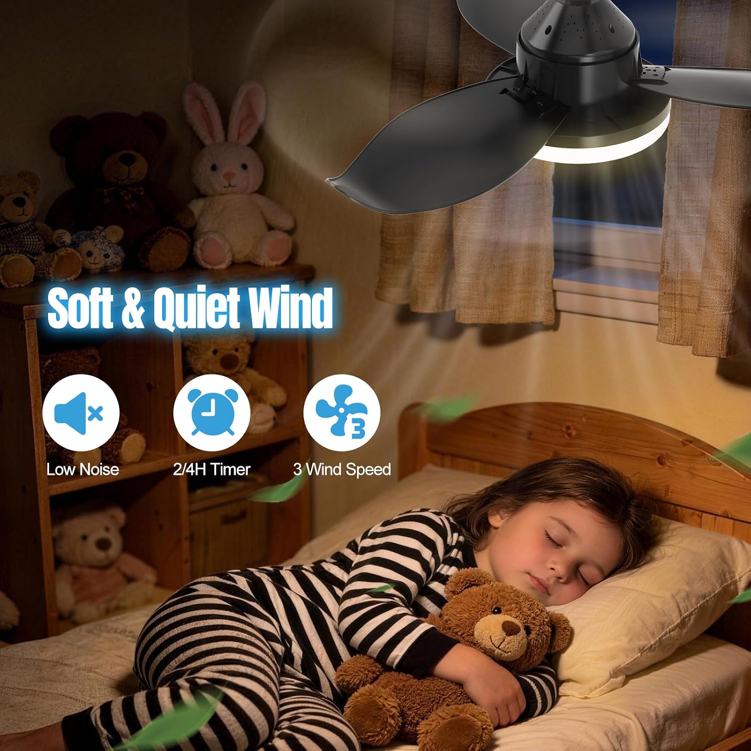 Detalle de WZZIW Socket Fan Light, 25-Inch