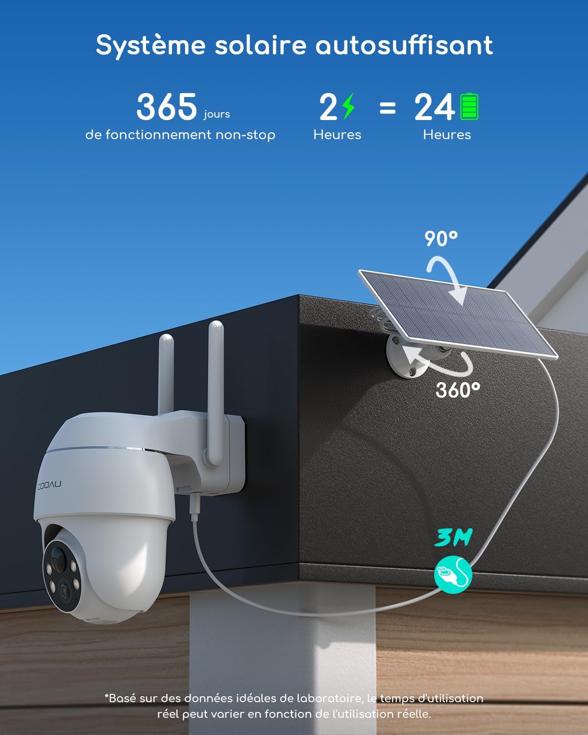 Thumbnail 3 de COOAU 4MP caméra surveillance 64 Go