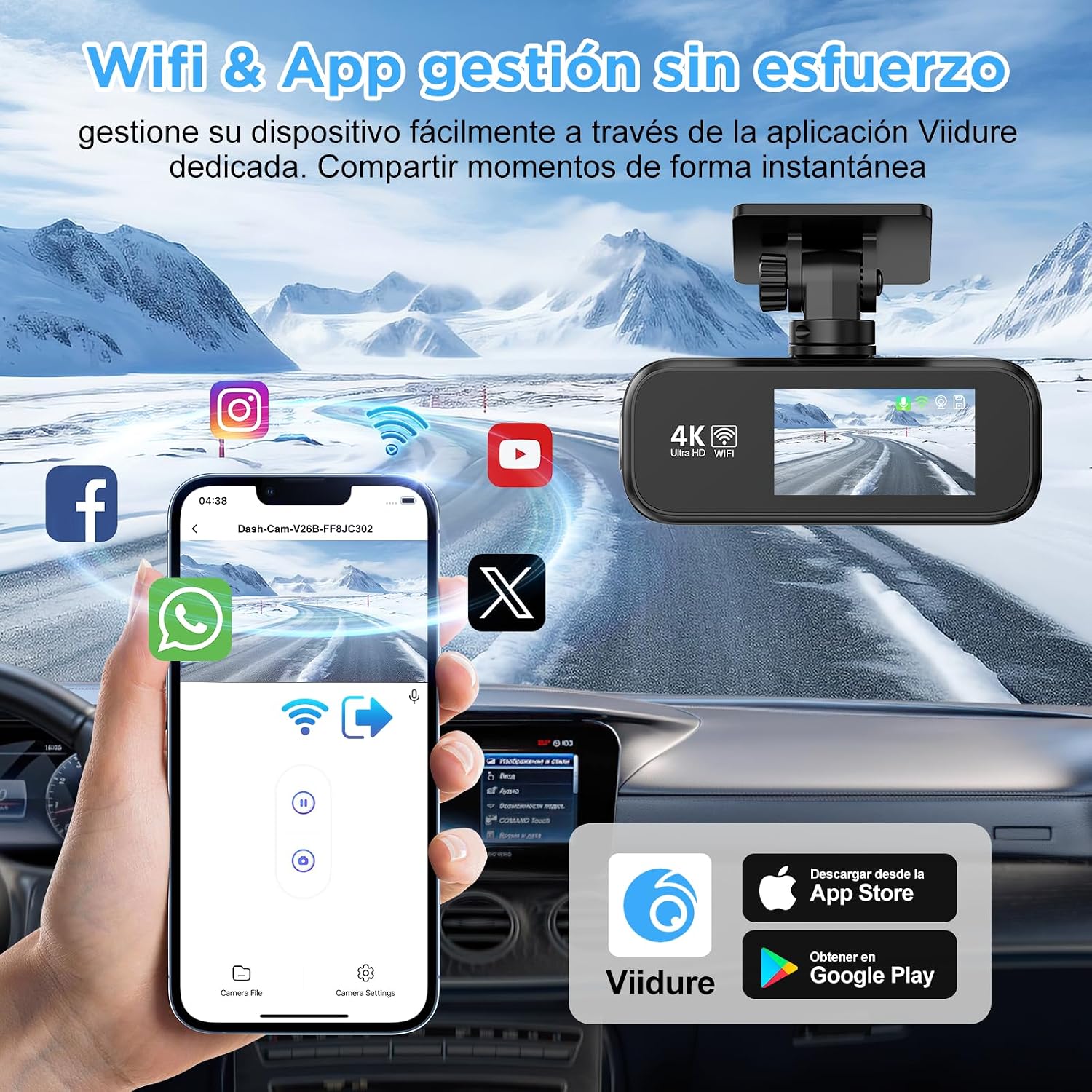 Thumbnail 5 de SAVUSCAM Dash Cam 4K + 1080P: Front and Rear Dual Cam with Night Vision, 64GB Card Included