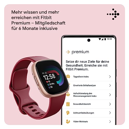 Thumbnail 9 de Fitbit Versa 4 Smartwatch mit Google Health Premium – 3 Monate Coaching, 6 Tage Akku, Raspberry Red / Kupferrosé