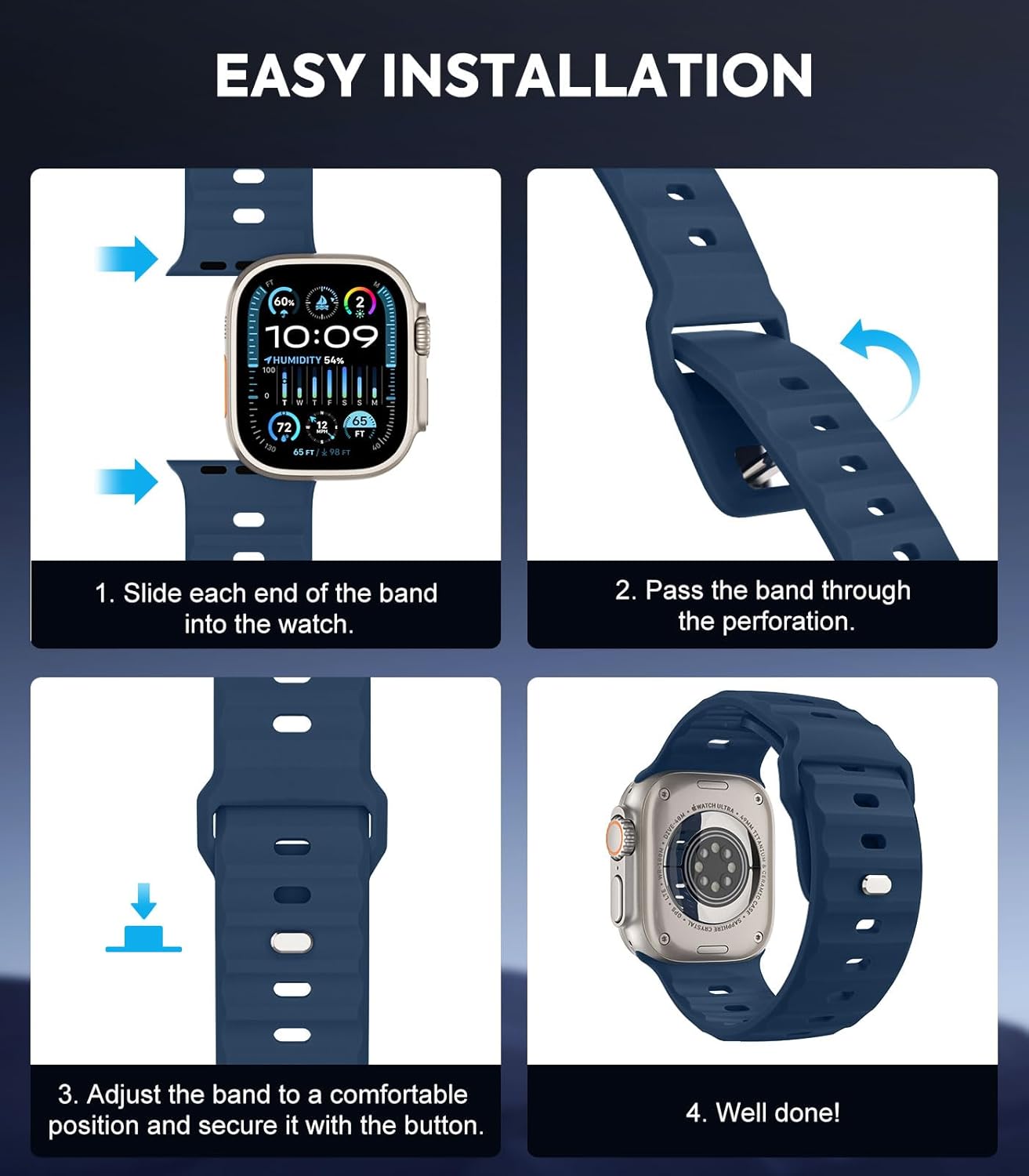 Thumbnail 5 de MoKo Ocean Bands for Apple Watch Ultra 2 and Series: Silicone Replacement Strap for 42–49mm