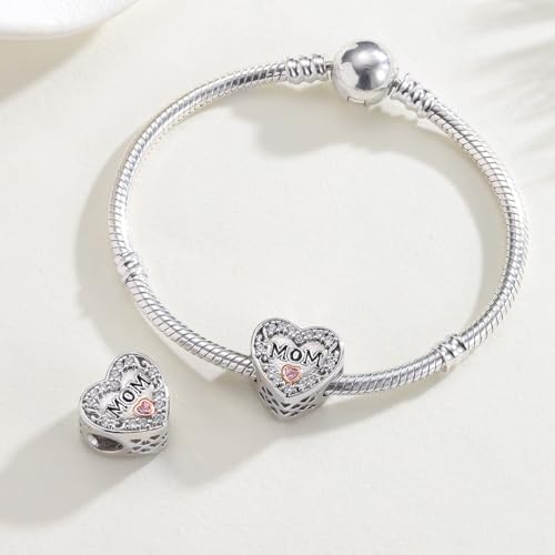 Detalle de BOIGEGU Amor Charms de plata de ley 925 con circonita cúbica 5A (compatible con europeos)