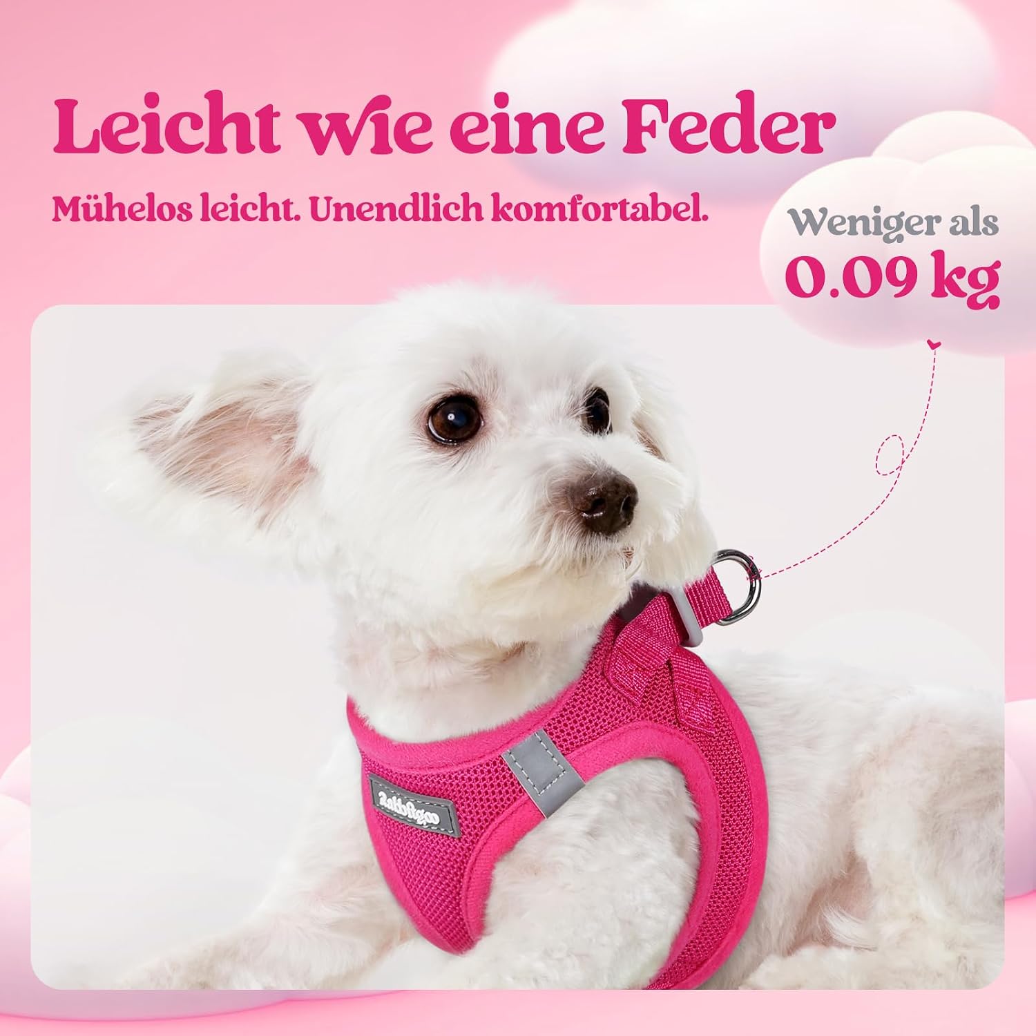 Thumbnail 2 de rabbitgoo Hundegeschirr M Rosarot für Kleine Hunde