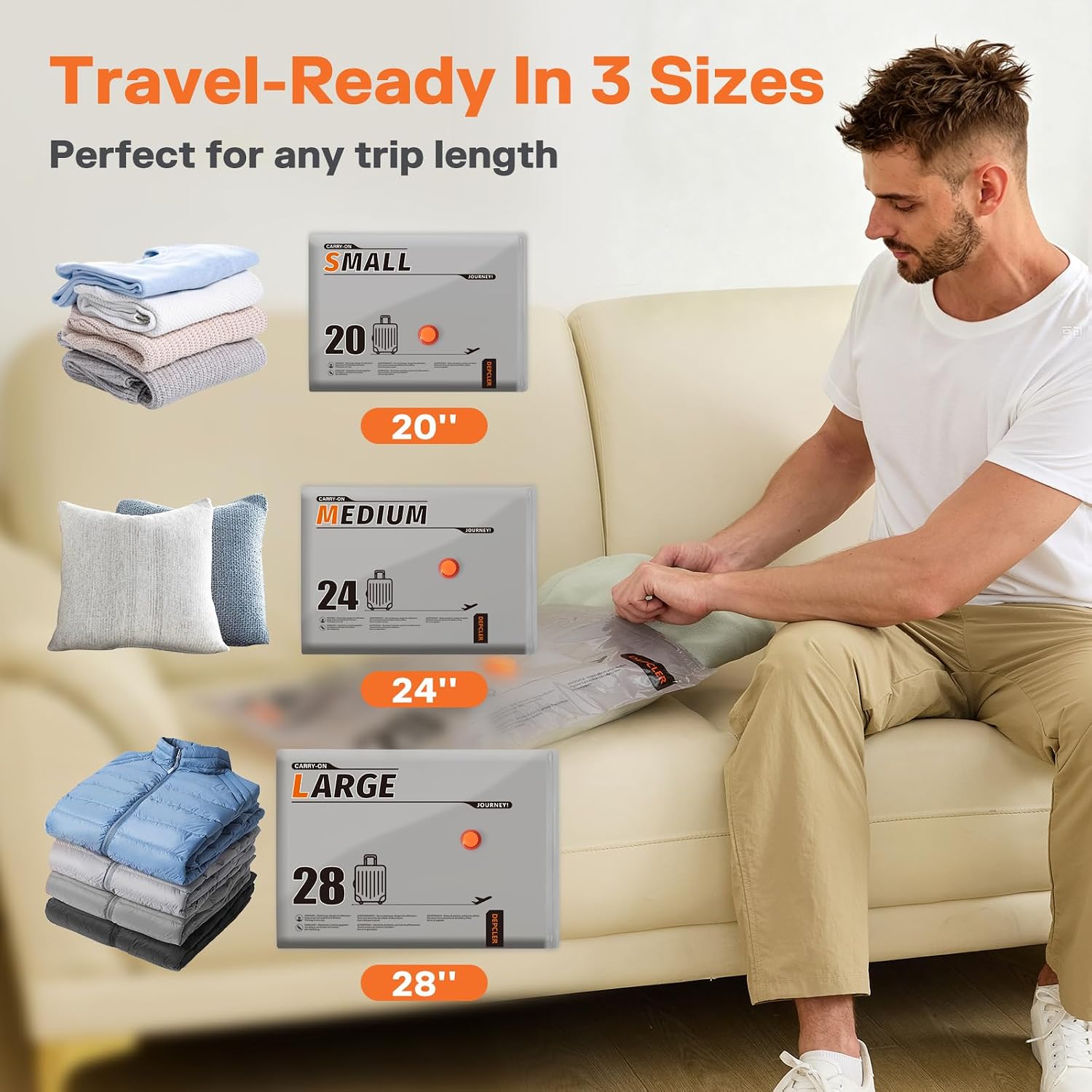 Detalle 2 de Depcler Vacuum Storage Bags, 15 Pack with Rechargeable Electric Pump