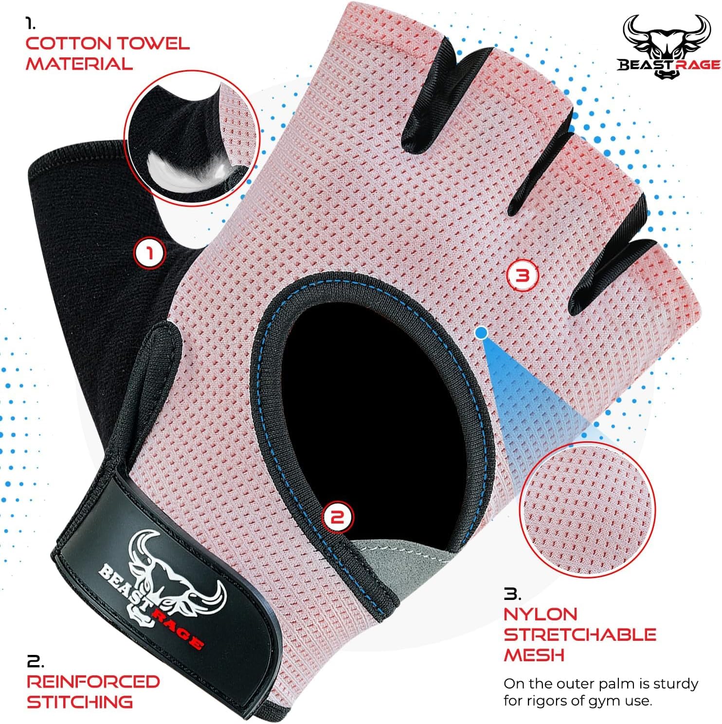 Detalle 2 de BEAST RAGE Weight Lifting Gloves for Crossfit