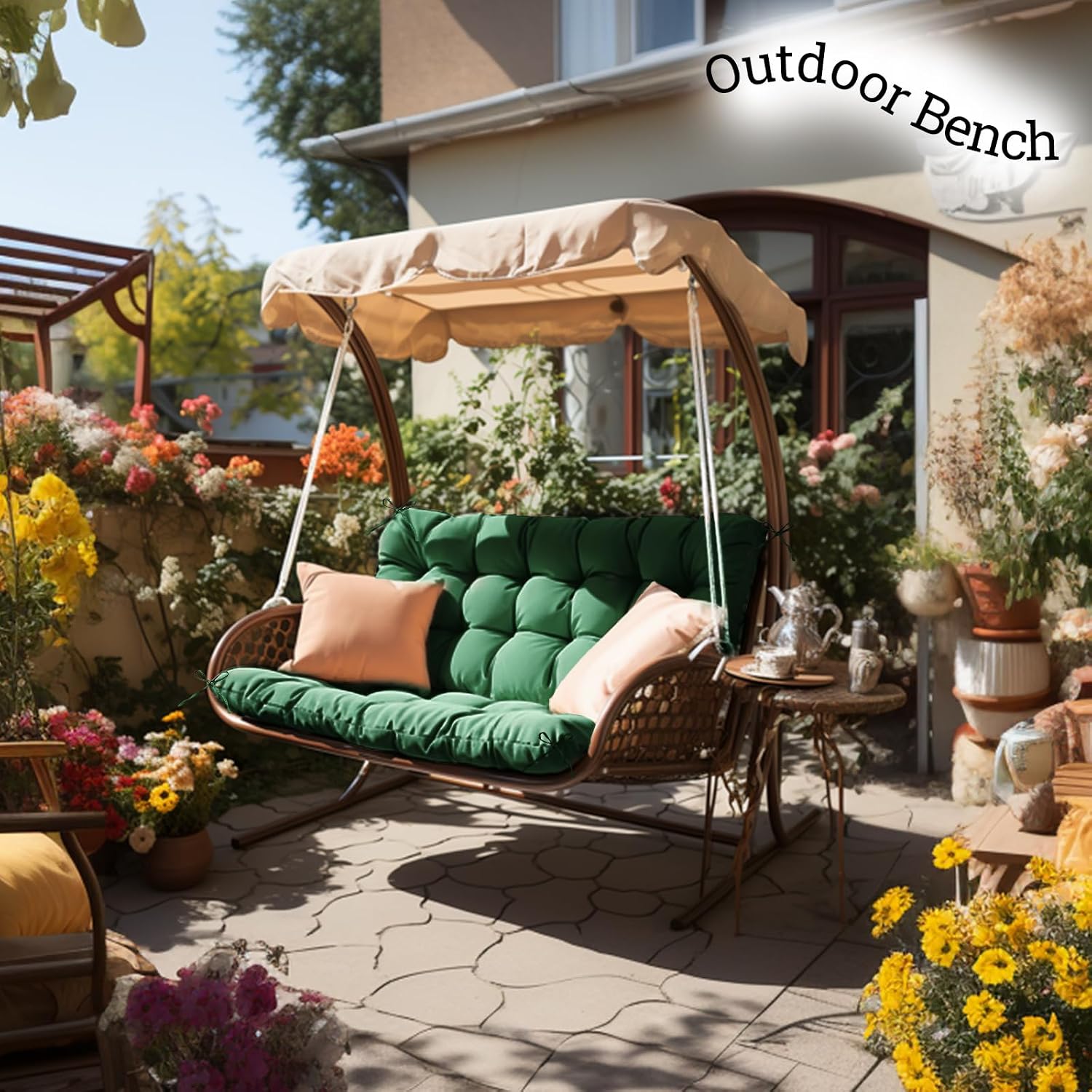 Thumbnail 5 de Matalde Outdoor Cushions for Patio Furniture – 60x40x4 in with Backrest and Straps