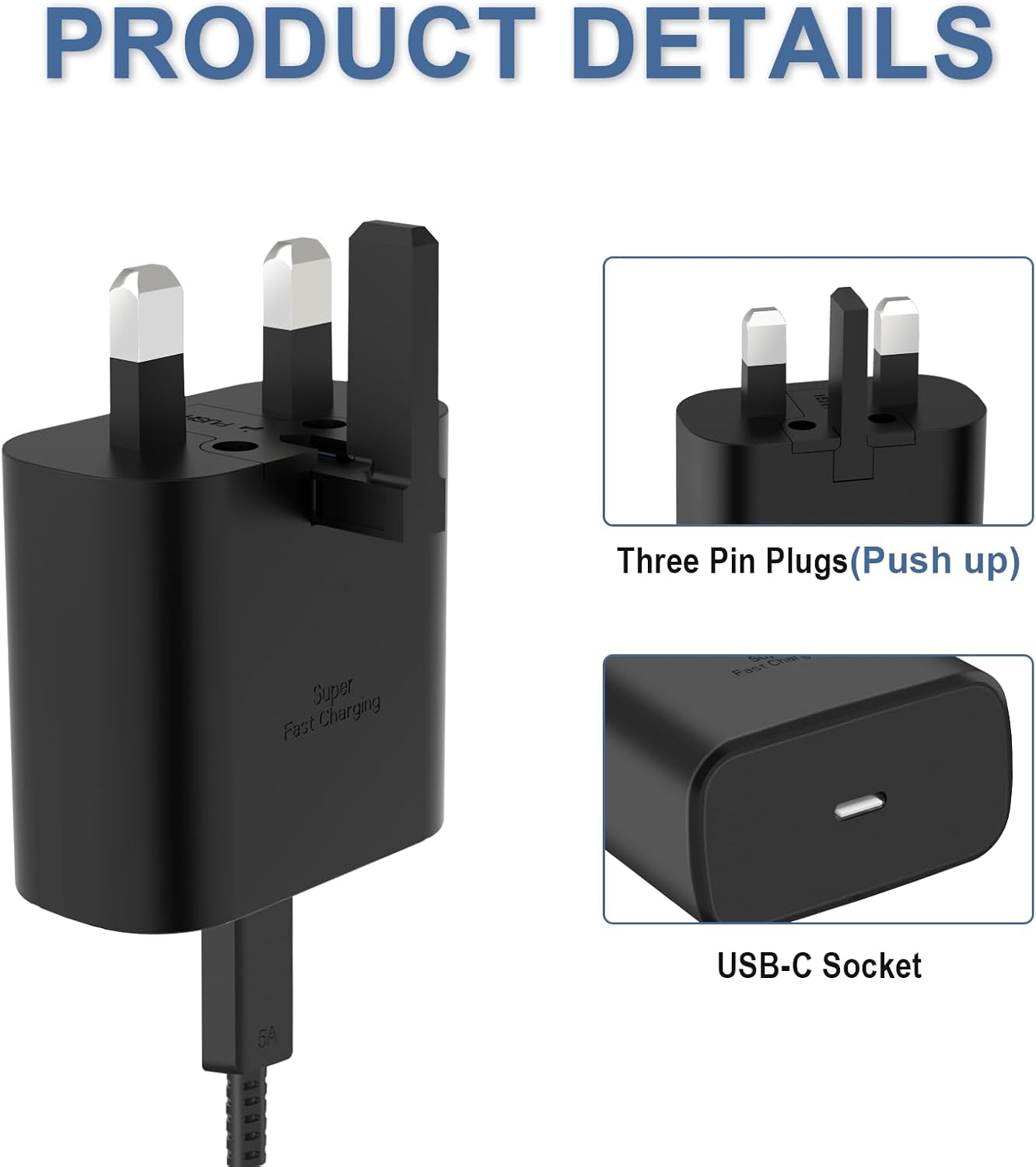 Detalle de 2-Pack 25W USB-C Fast Charger with 2m Cable for Samsung Galaxy S25/S24 Series
