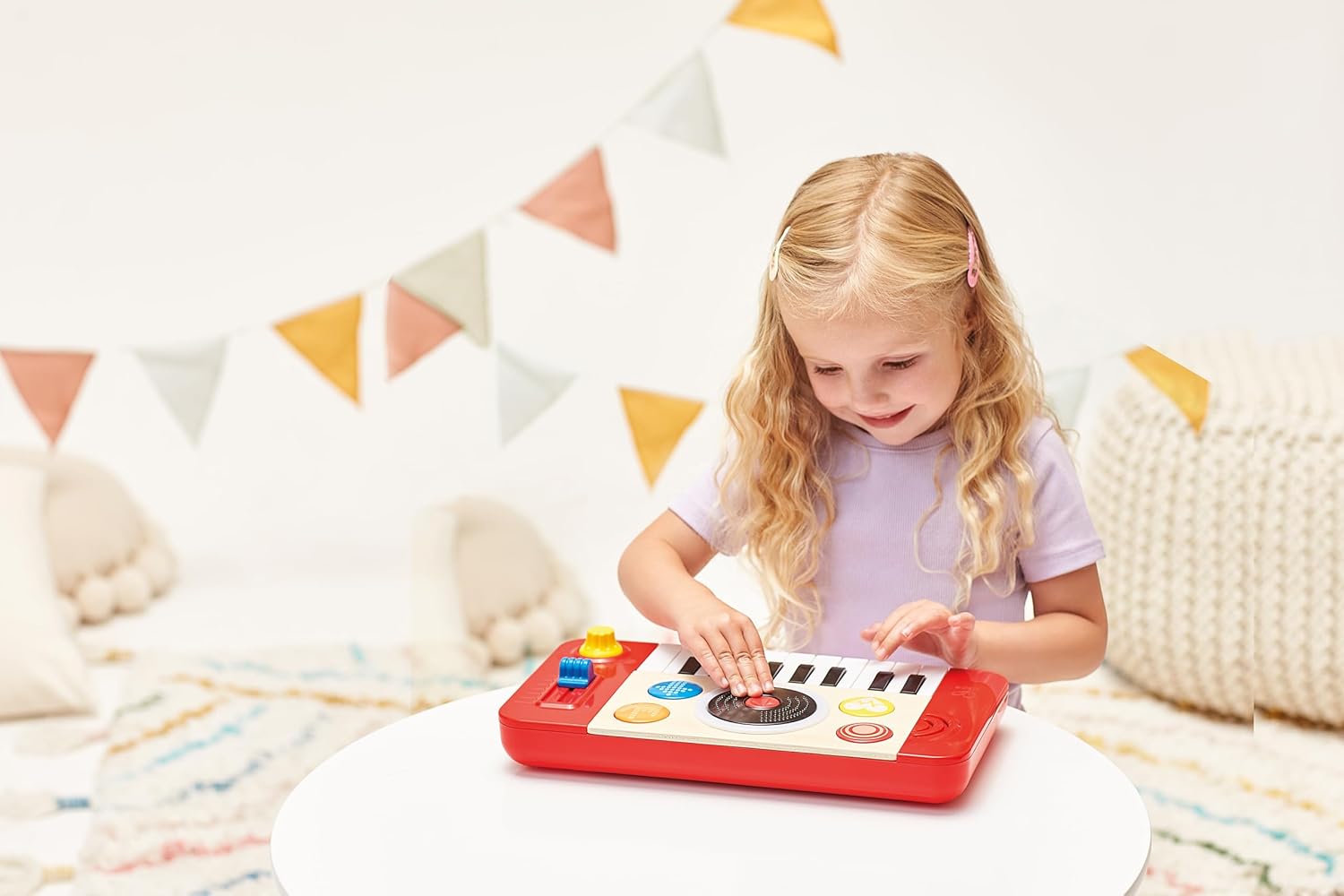 Detalle de Hape DJ Mischpult – Elektronisches Kinder-Mix- und Spin-Studio mit Soundeffekten, Scratch- und Lichteffekten (ab 12 Monaten)