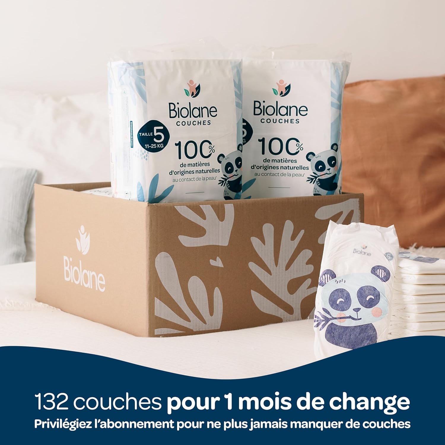 Thumbnail 4 de Couches bébé BIOLANE taille 5 (11-25 kg) peaux sensibles – ultra-absorbant, jusqu’à 12h au sec – pack 132 couches