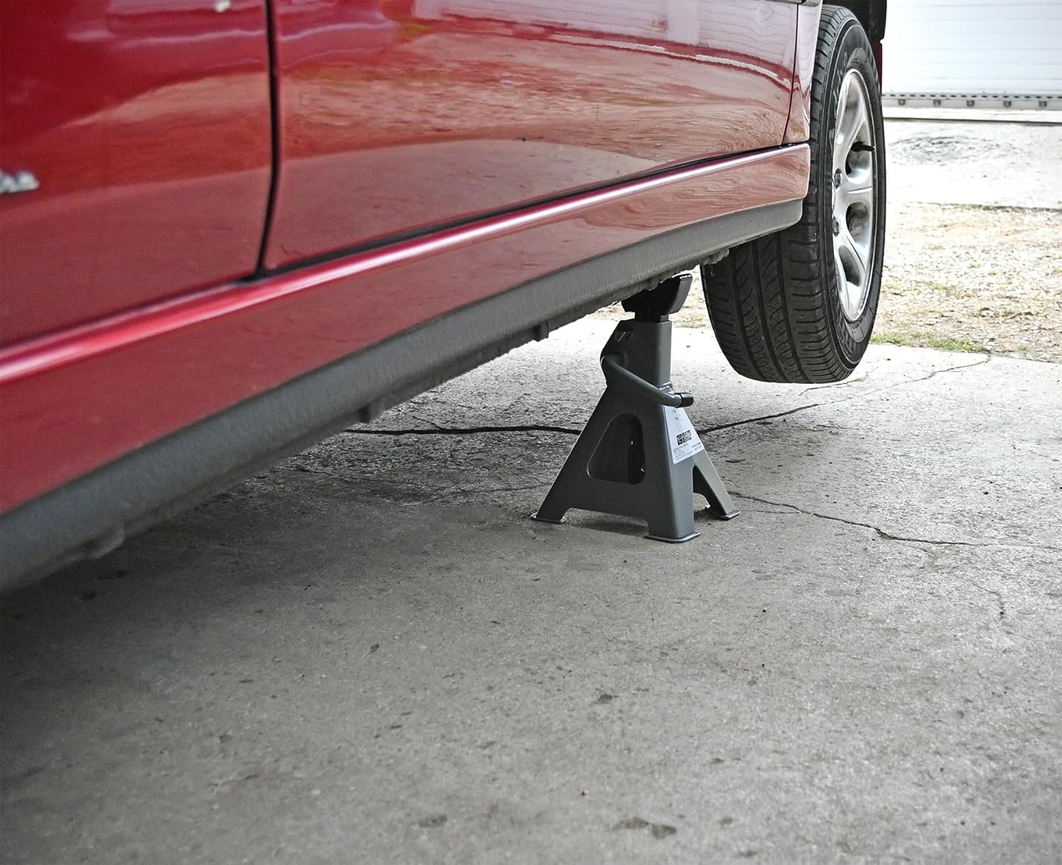 Detalle 2 de Precision Steel 2 cavalletti a cremagliera auto con treppiedi, portata 3 tonnellate
