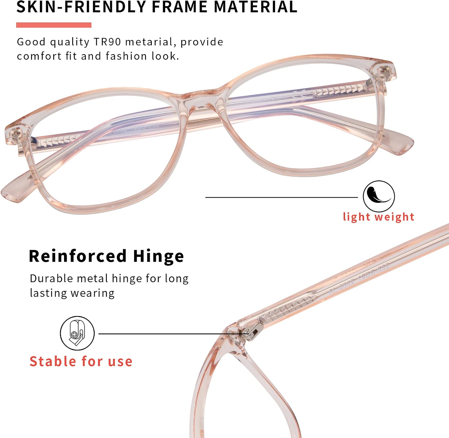 Detalle 2 de Madison Avenue Blaulichtfilter Brille für Damen aus TR90 mit Metallgelenk – Computerbrille ohne Sehstärke