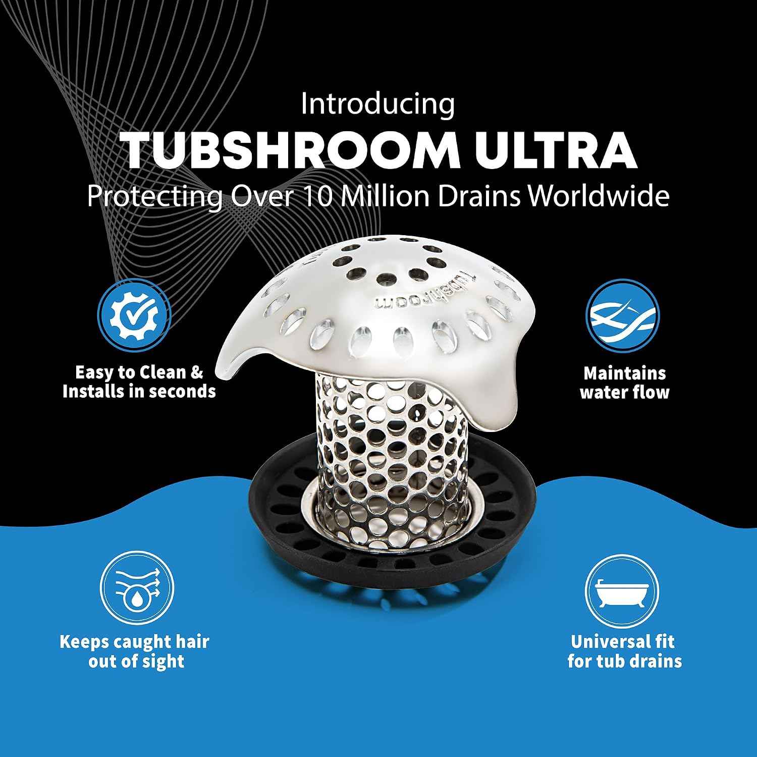 Thumbnail 1 de TubShroom Ultra Revolutionary Bath Tub Drain Protector Hair Catcher/Strainer/Snare, Stainless Steel – Platinum Bundle