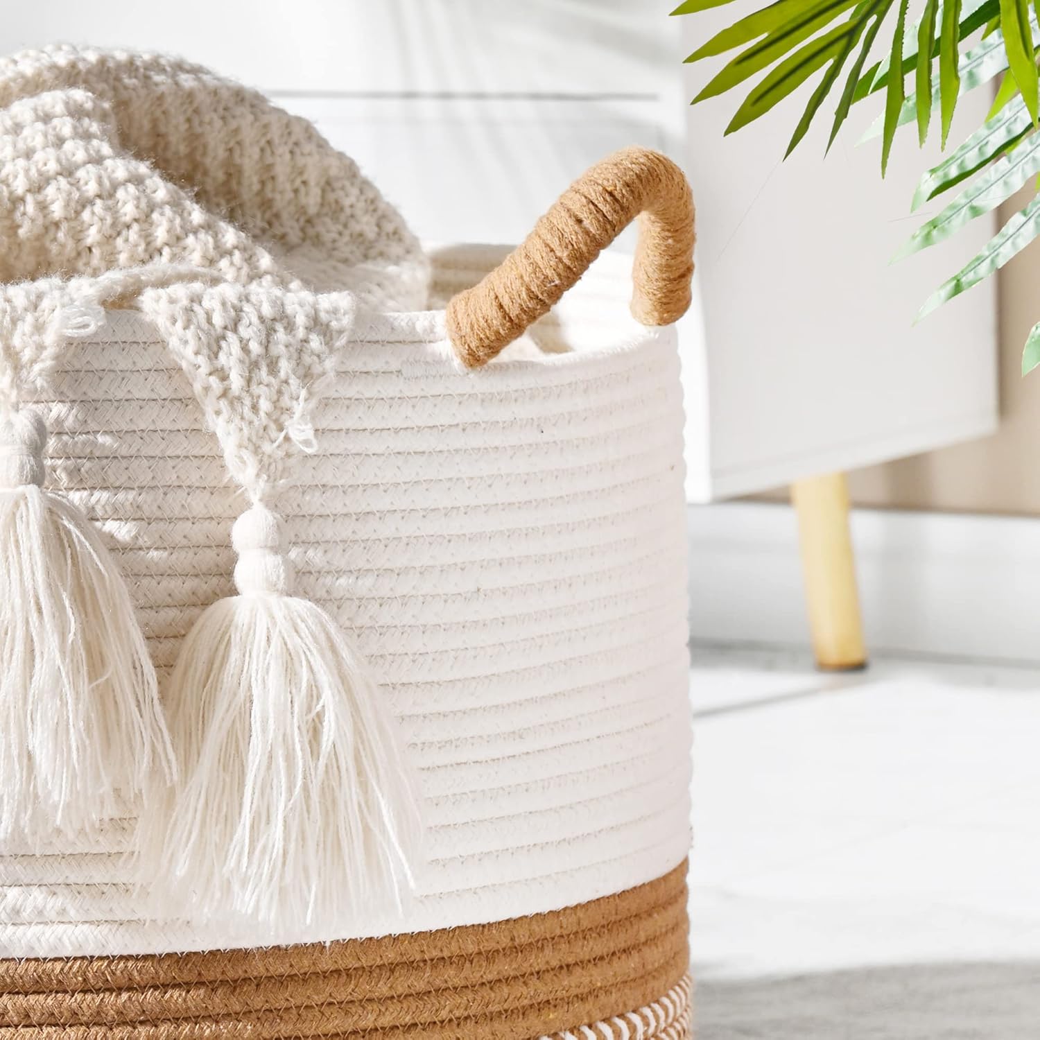 Thumbnail 5 de KAKAMAY Large Blanket Basket 20x13"