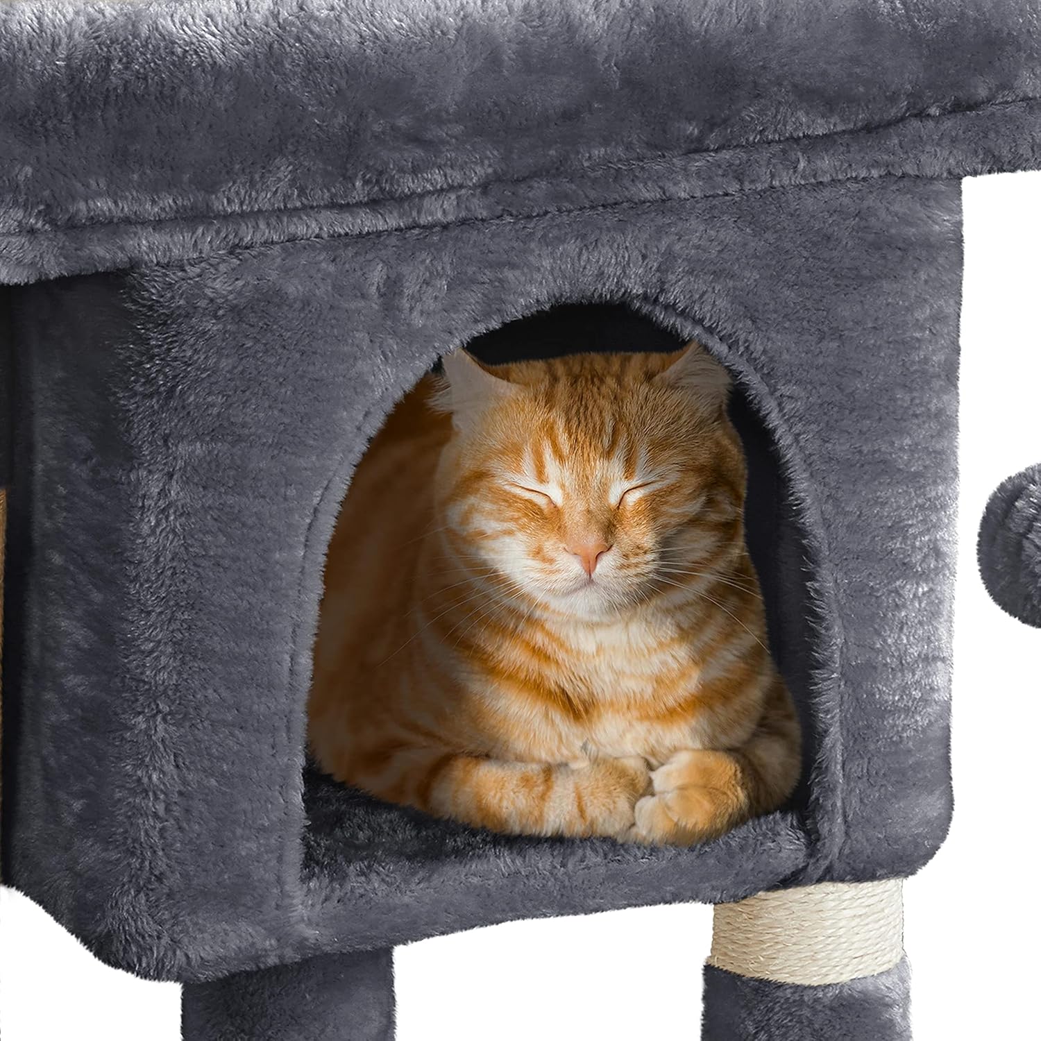 Thumbnail 6 de Yaheetech Arbre à Chat Design avec Niche et Plate-Forme – Tour 59 cm Gris Foncé