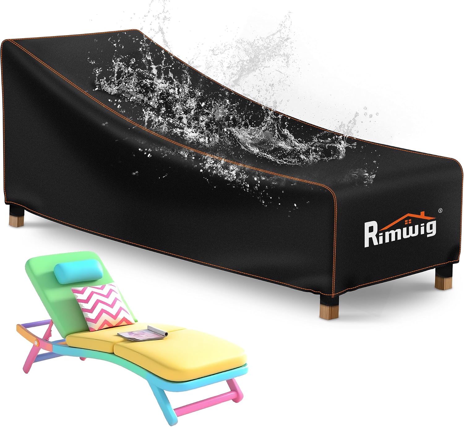 Detalle de Rimwig Gartenliege Abdeckung Wasserdicht – stabile Schutzhülle für Terrasse & Gartenliege 200x75x40/70 cm
