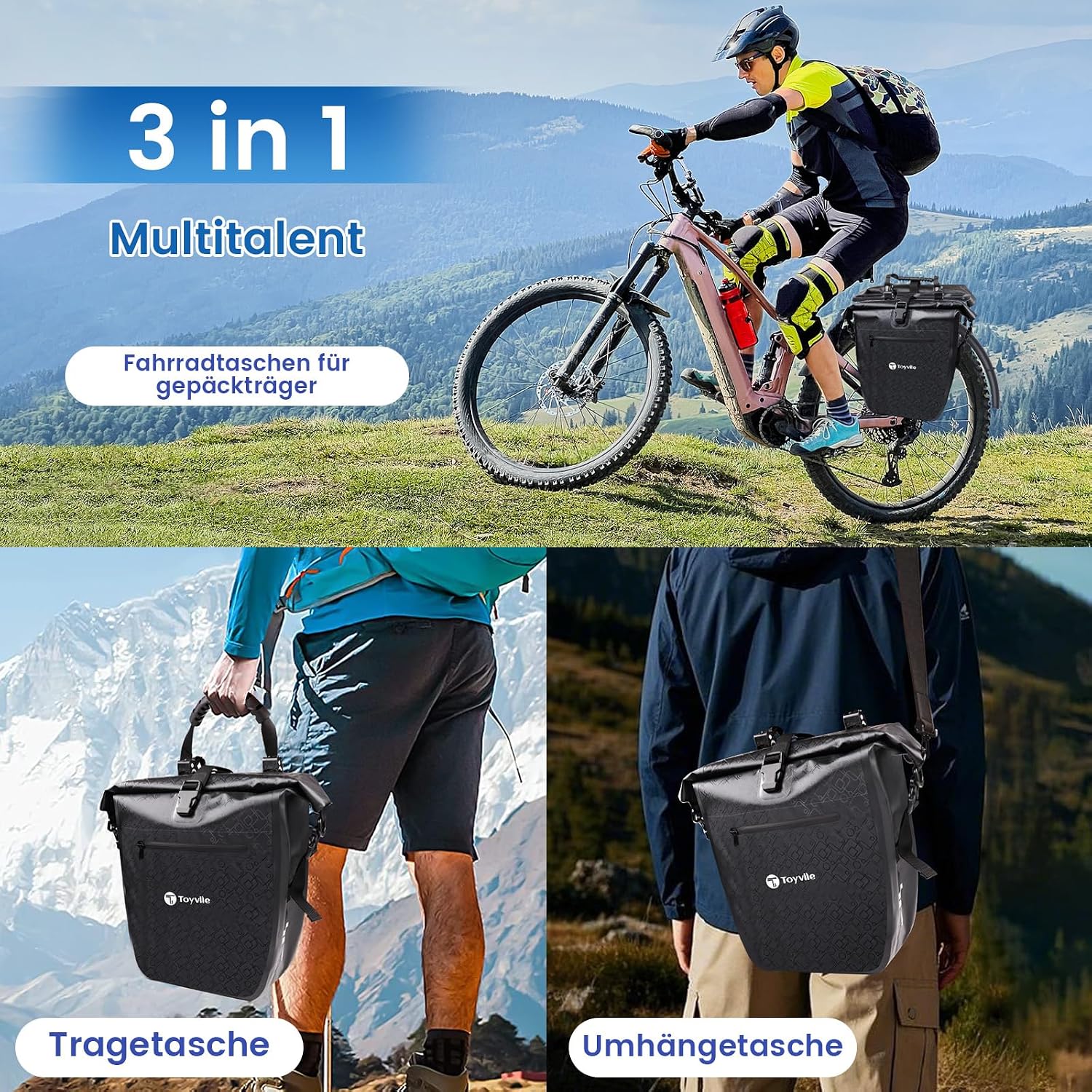 Detalle 2 de Fahrradtaschen für Gepäckträger 2 ER SET 48L