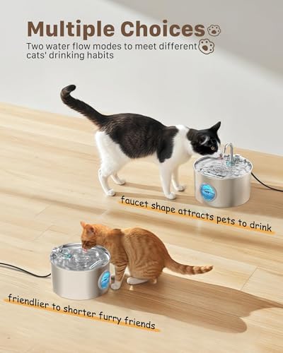 Detalle de Fontanella per Gatti GIOTOHUN in acciaio 2,2 L – Dispenser acqua automatico con filtro e spugna