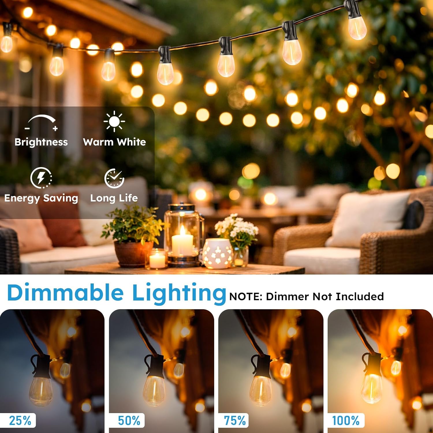 Detalle 2 de GvvooHome Outdoor String Lights 200FT