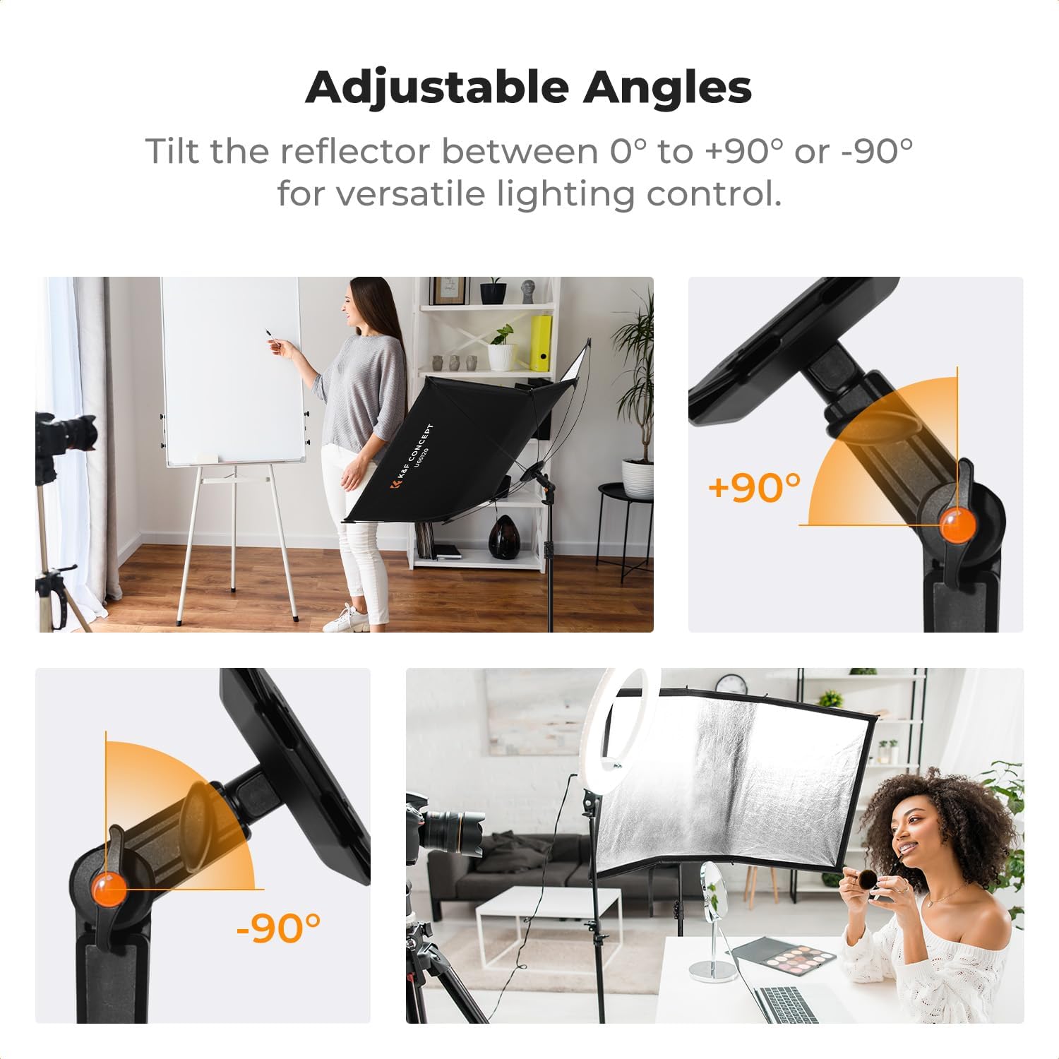 Thumbnail 4 de K&F Concept Clamshell Light Reflector Diffuser 120×65cm – Portable Studio Kit
