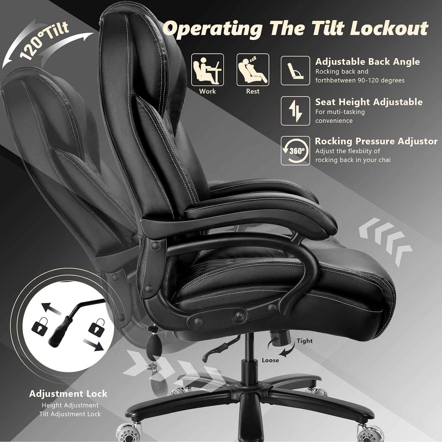 Thumbnail 6 de Famsway MT001 Big and Tall Office Chair, 600 lb Capacity, Pocket Spring Cushion