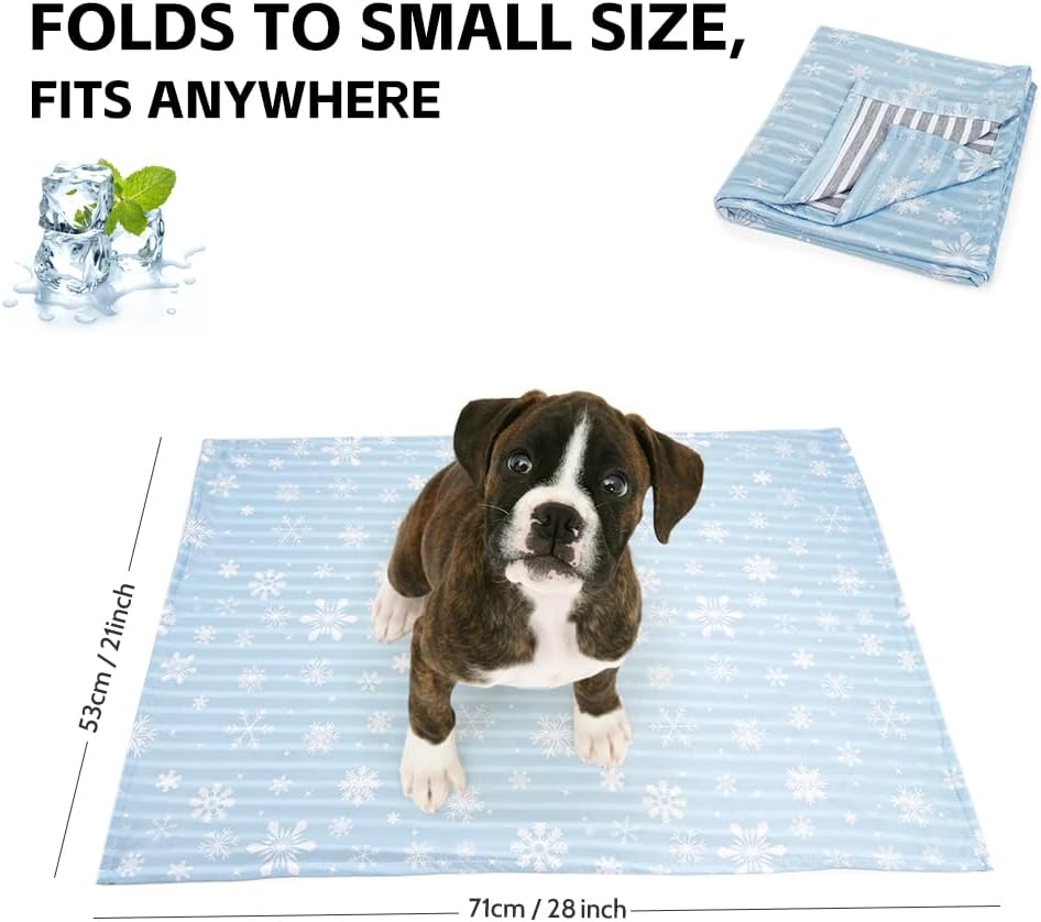 Thumbnail 1 de Deamoser reversible cooling pet blanket (ice-silk & natural cotton) 71x53cm for dogs and cats
