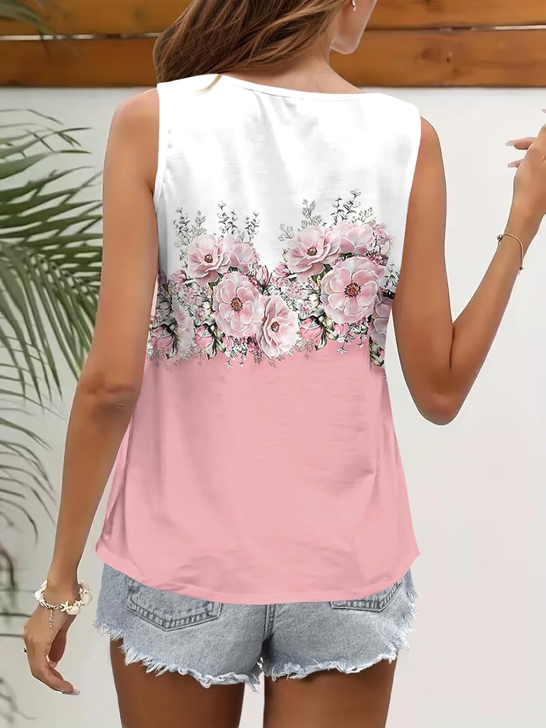 Thumbnail 3 de SAUKOLE Summer Pleated Square Neck Tank Tops with O-Ring Shoulder Detail
