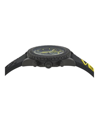 Thumbnail 1 de Versace Fornax, montre chronographe à quartz pour homme, cadran noir et Greca 3D