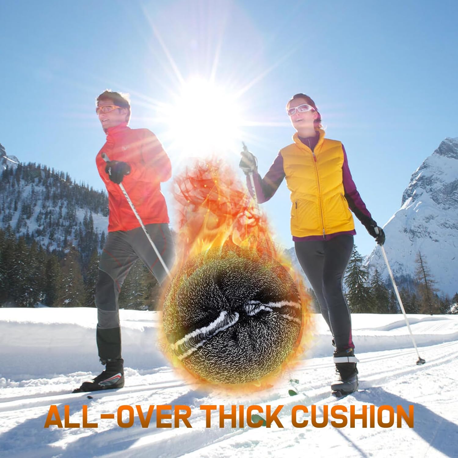 Detalle de Ciorld Merino Wool Ski Socks – 2 Pairs, Warm, Cushioned and Non-Slip for Men (UK)