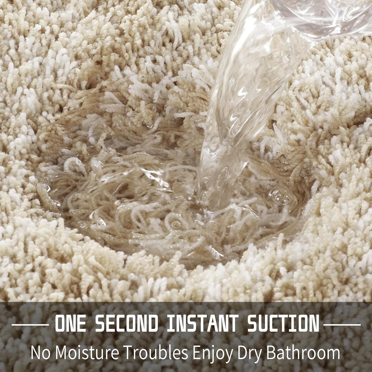 Thumbnail 5 de Yimobra 36x24 Plush Bathroom Rugs Non-Slip Washable Bath Mat (Light Beige and White)