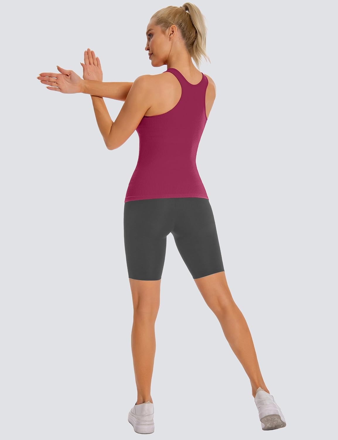 Detalle 2 de MathCat Workout Tank Top for Women with Built-In Bra, Seamless Racerback