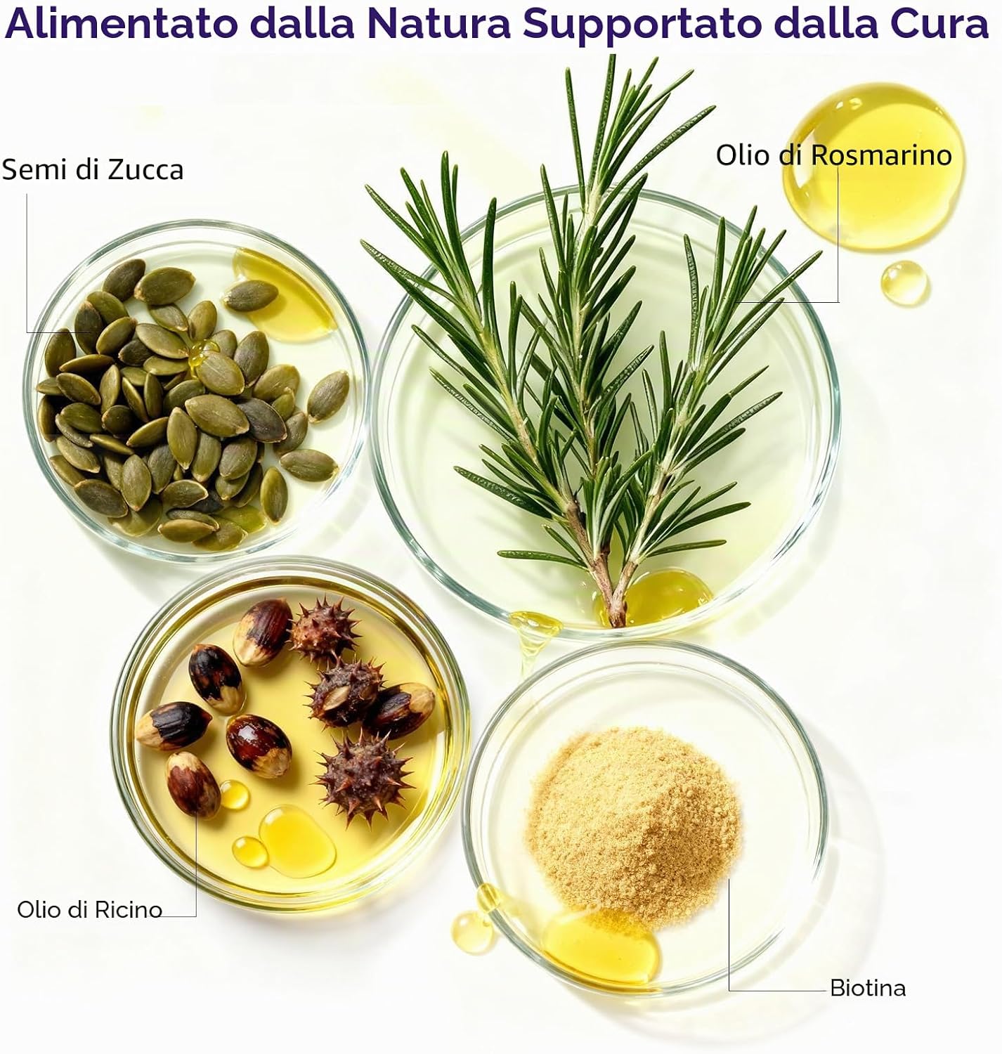 Detalle de Siero Crescita Capelli con Olio di Ricino, Batana e Rosmarino – 60 ml