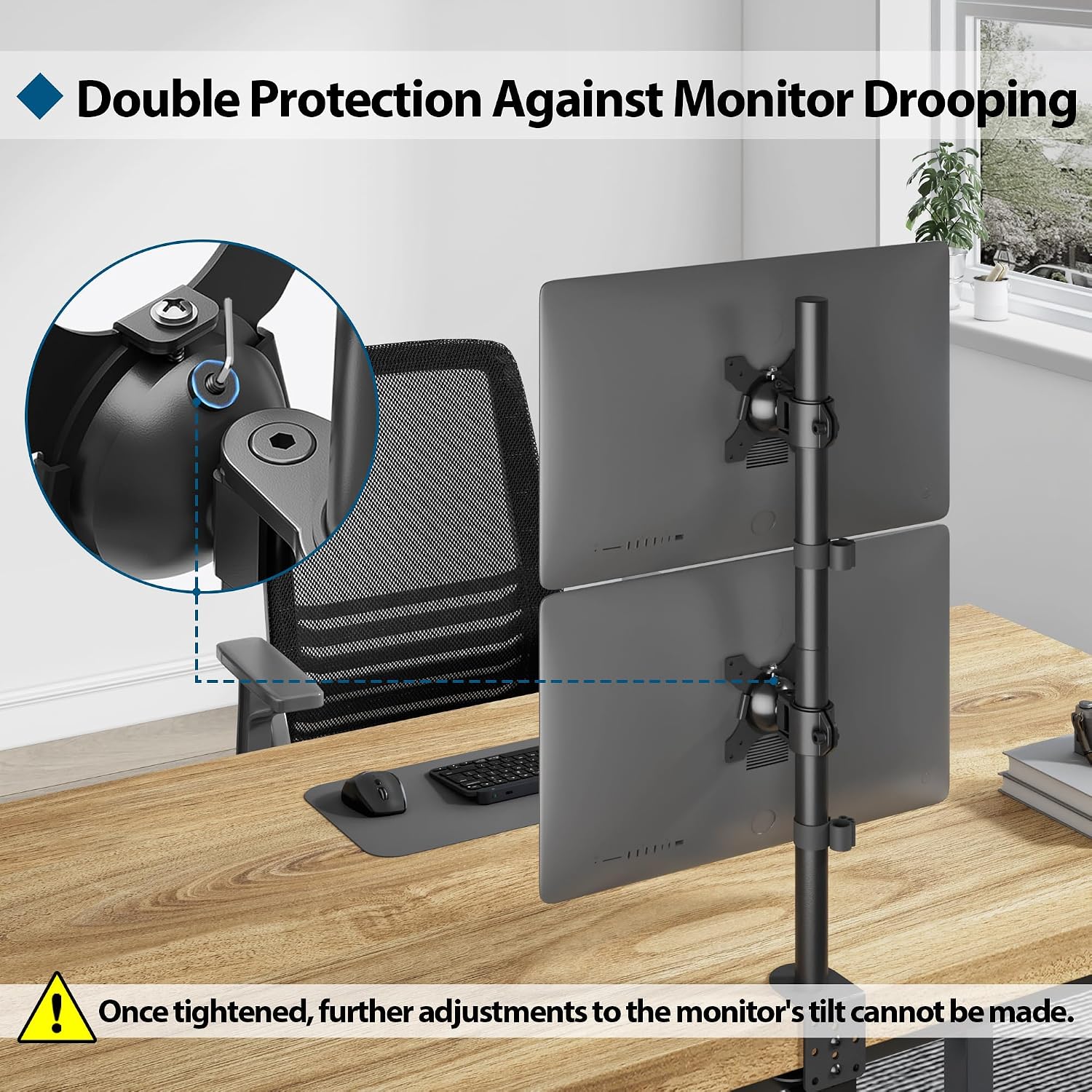 Detalle de BONTEC dubbele monitorarm voor 13 tot 34 inch, tot 10 kg per scherm