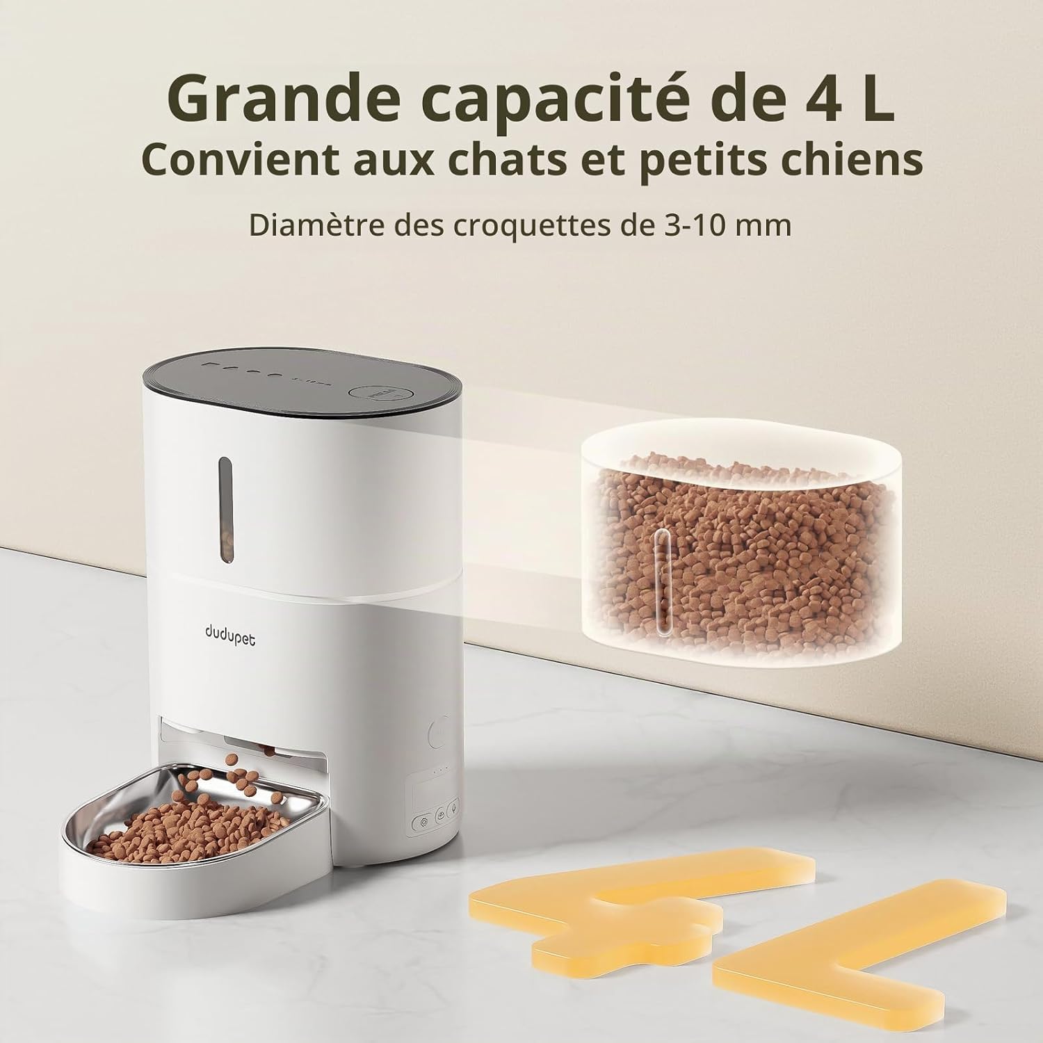 Thumbnail 3 de DUDUPET automatische kattenvoerdispenser met 4 liter inhoud, 2,4GHz-wifi en spraakopname