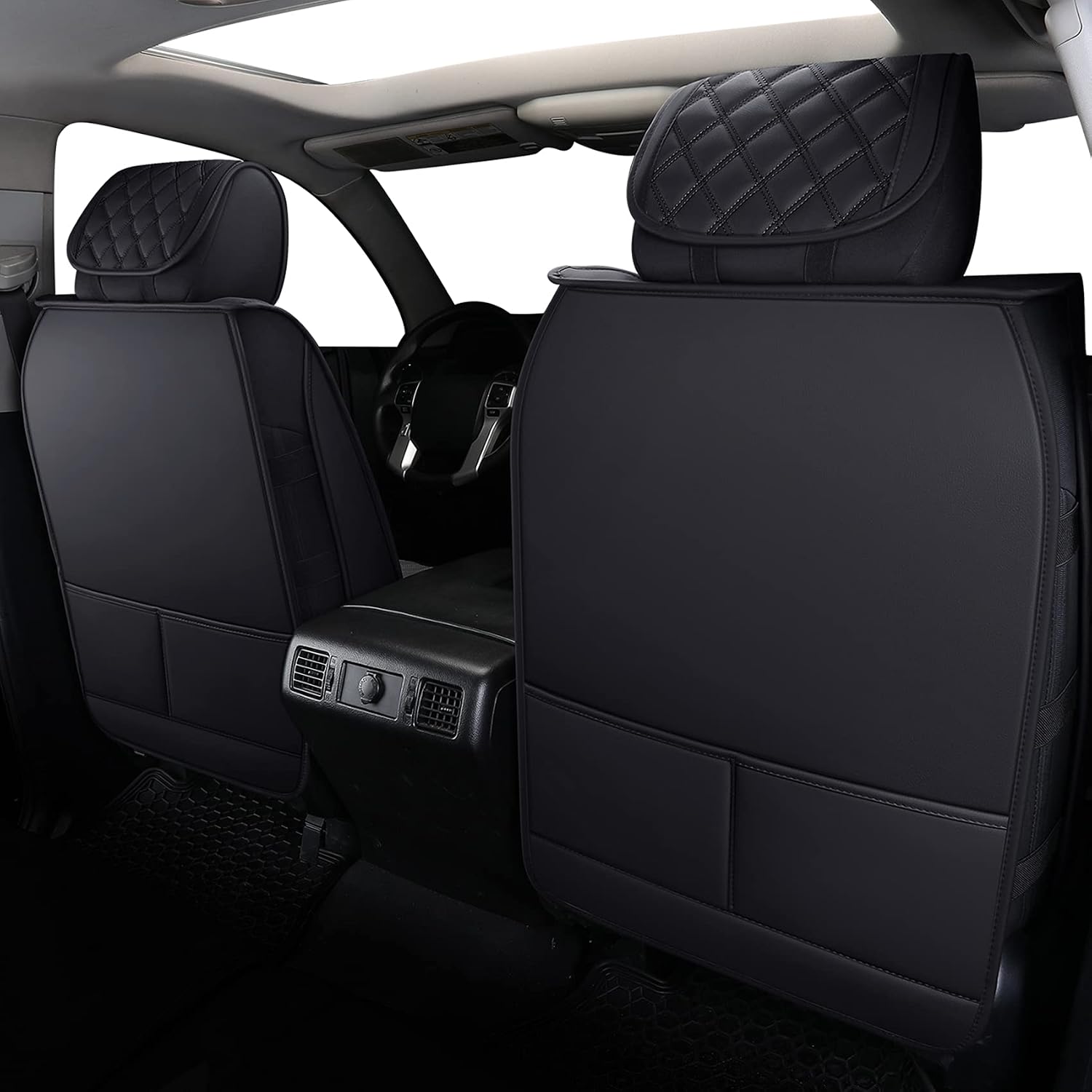 Thumbnail 1 de YIERTAI Tundra Seat Covers for Toyota Tundra (2008–2026) 5-Pcs Full Set, Waterproof Leather, Black