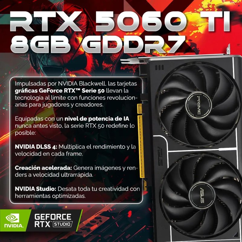 Thumbnail 2 de PC Racing PC Gaming AMD Ryzen 7 5700X / 32GB / 1TB NVMe / RTX 5060 Ti 8GB / Windows 11 Pro