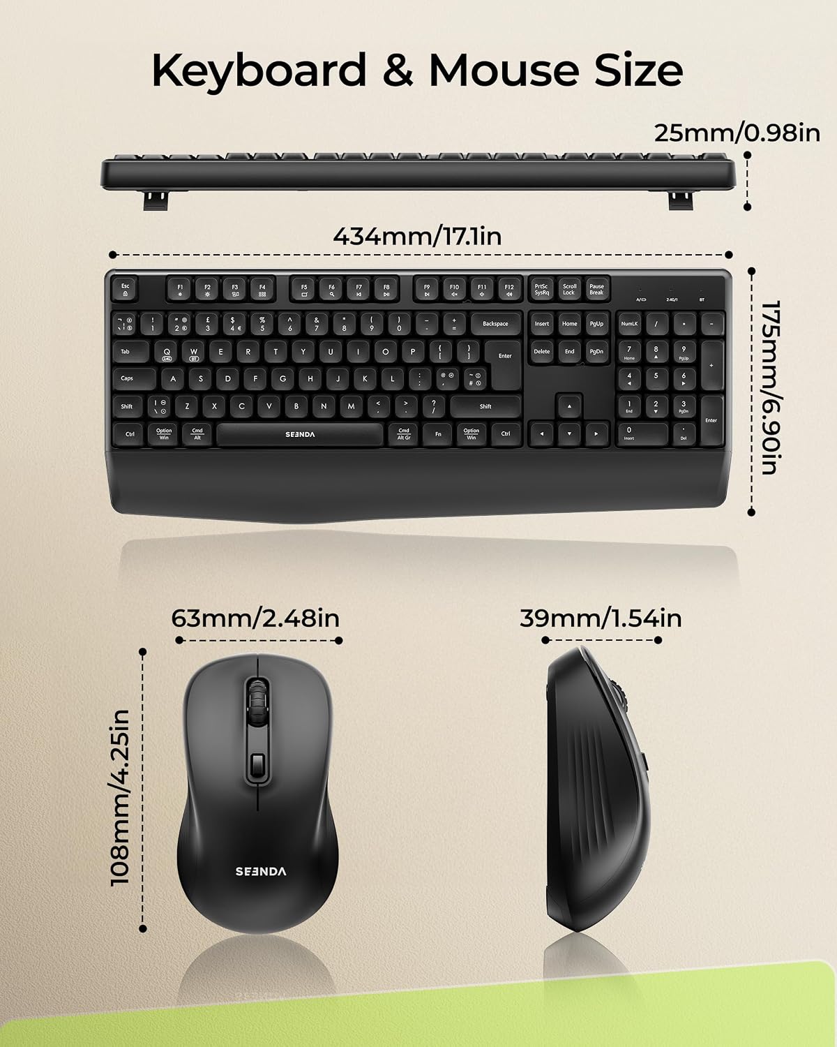 Thumbnail 4 de seenda COE200 Wireless Keyboard and Mouse 2400 DPI