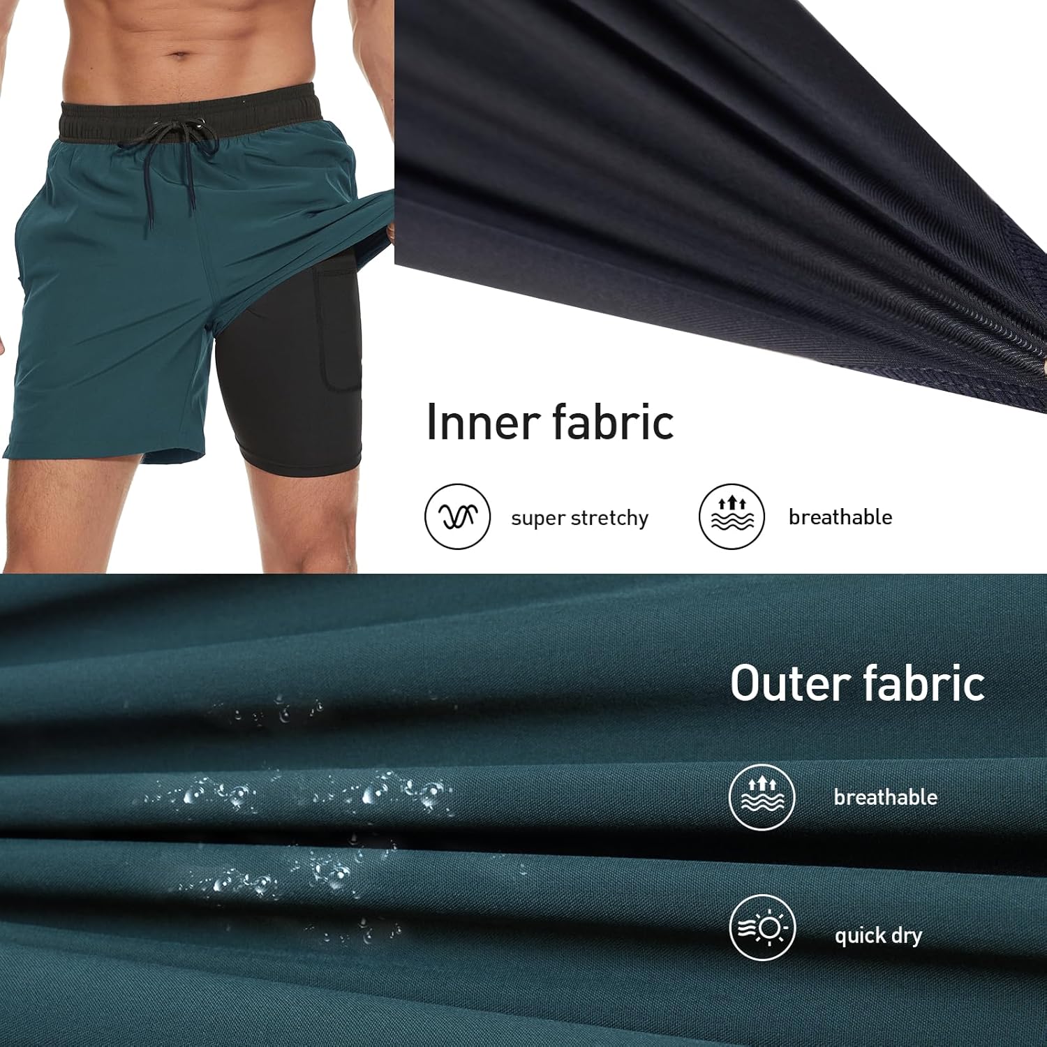 Detalle 2 de Arcweg Badehose Herren mit Kompression Liner 2 in 1 – Komfort, Halt und Funktion